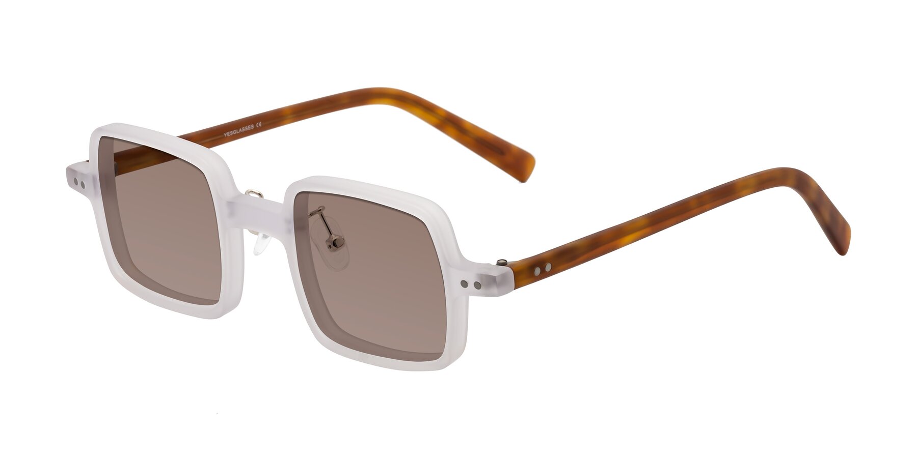 Angle of Nebula in Matte White with Medium Brown Tinted Lenses