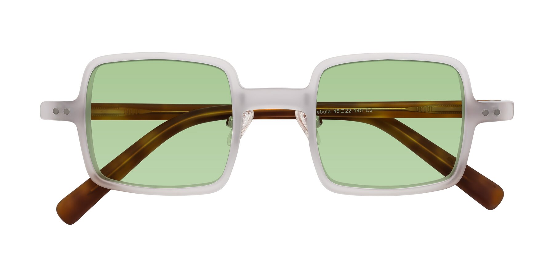 Folded Front of Nebula in Matte White with Medium Green Tinted Lenses