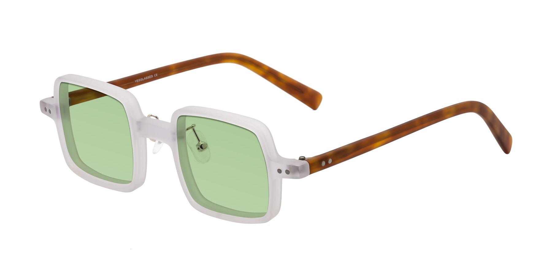 Angle of Nebula in Matte White with Medium Green Tinted Lenses