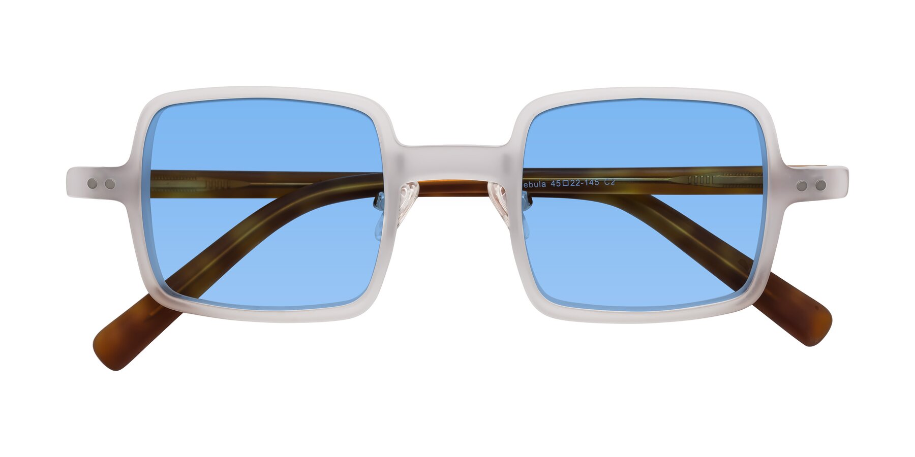 Folded Front of Nebula in Matte White with Medium Blue Tinted Lenses