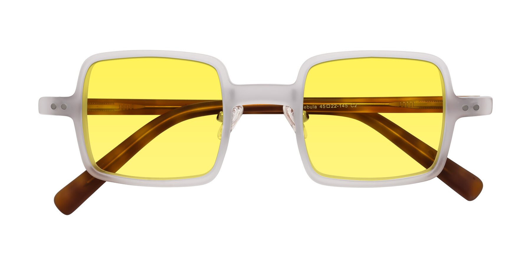 Folded Front of Nebula in Matte White with Medium Yellow Tinted Lenses