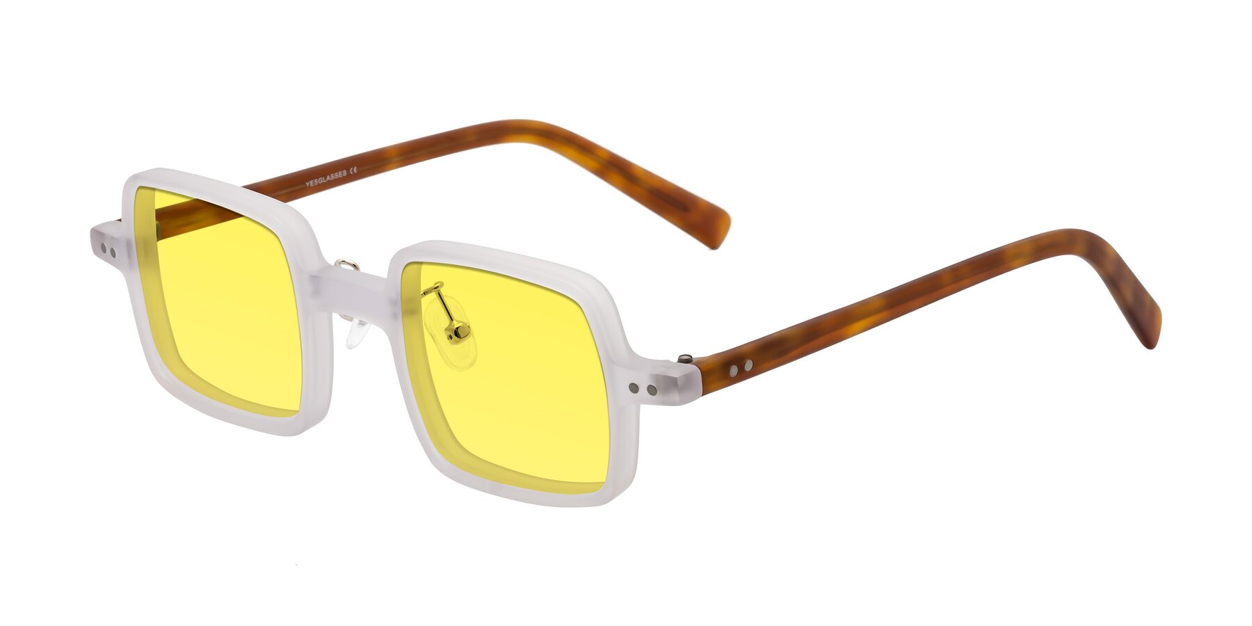 Angle of Nebula in Matte White with Medium Yellow Tinted Lenses