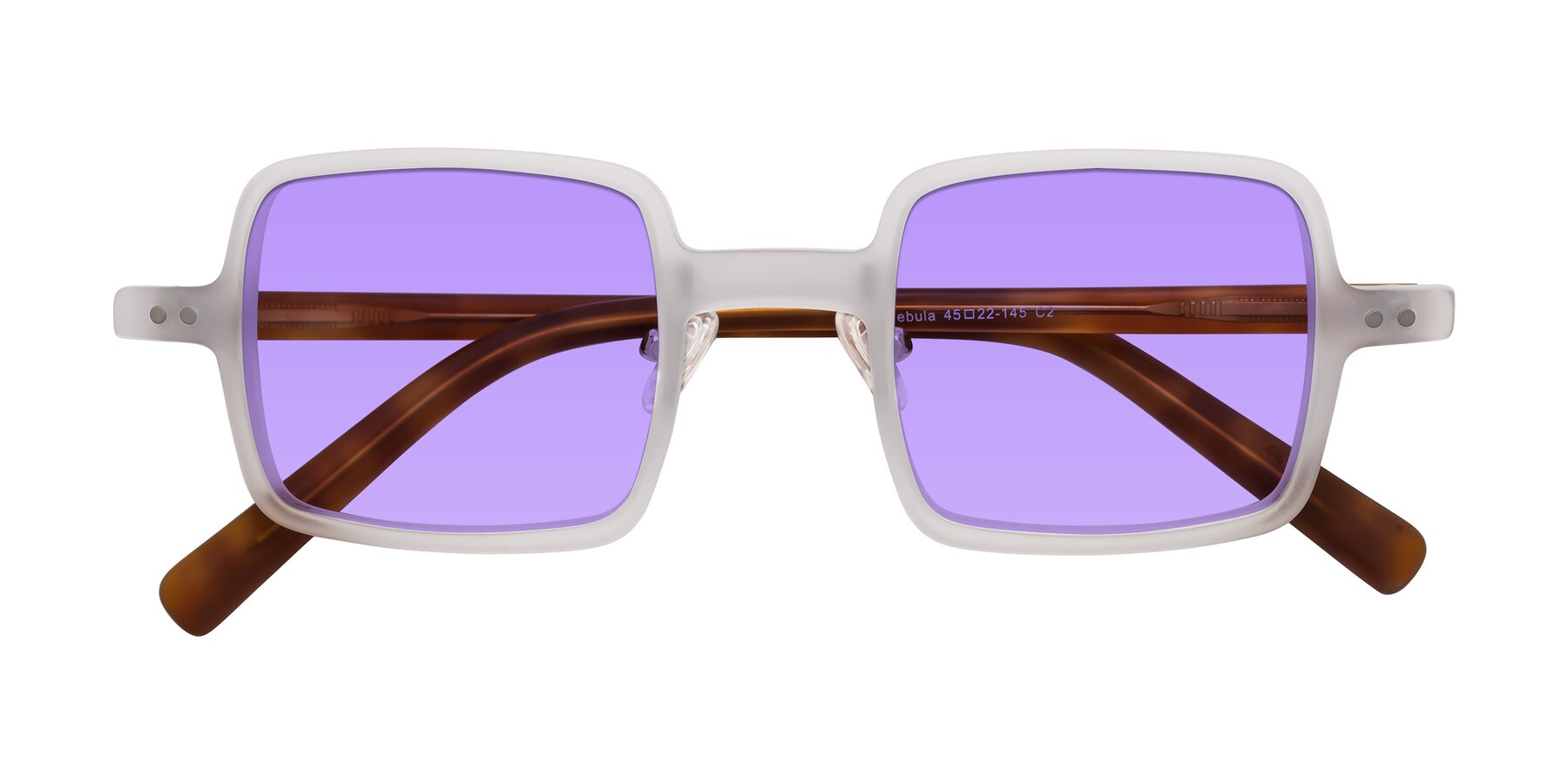 Folded Front of Nebula in Matte White with Medium Purple Tinted Lenses