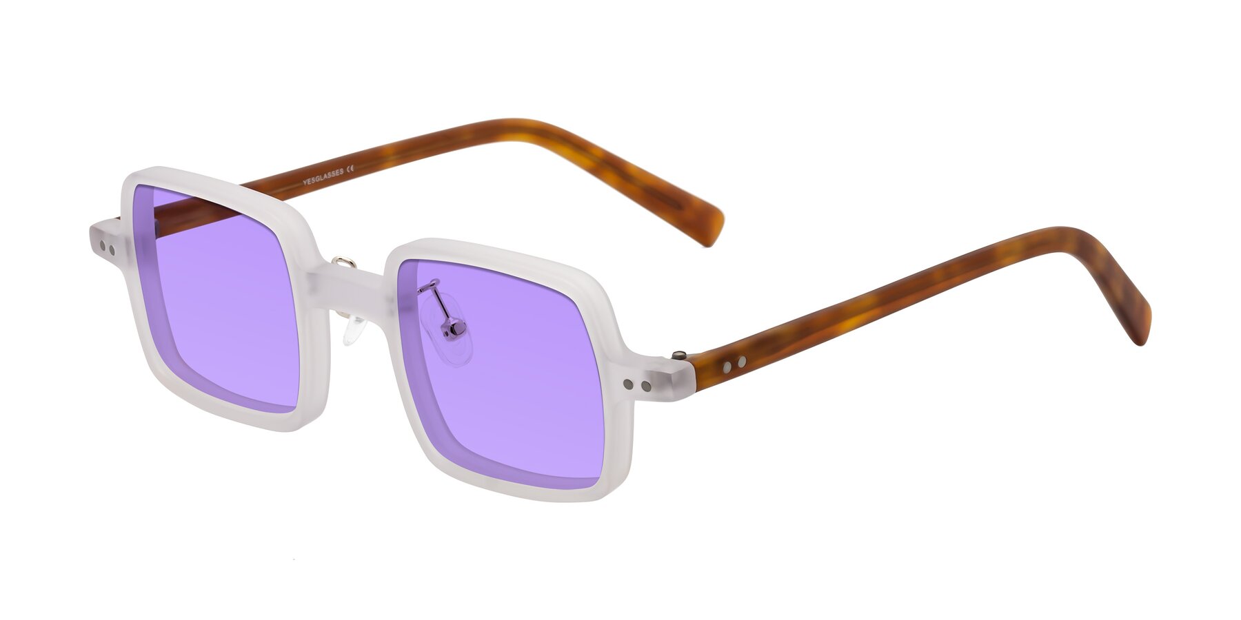 Angle of Nebula in Matte White with Medium Purple Tinted Lenses