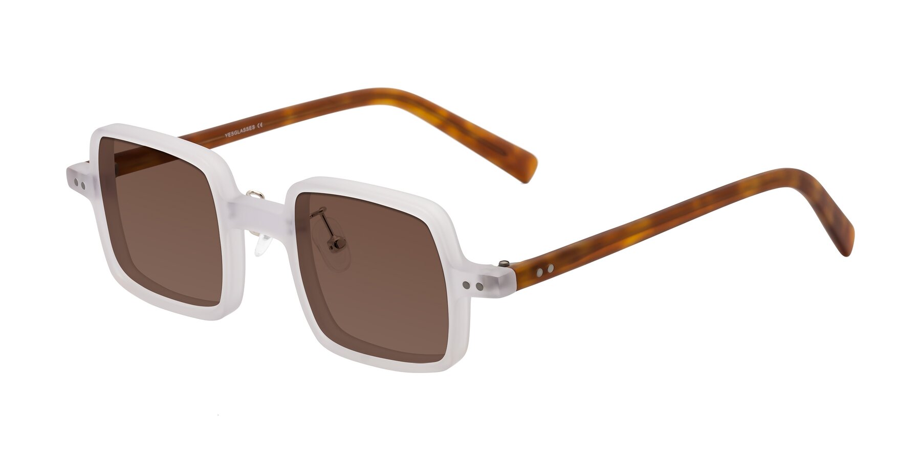 Angle of Nebula in Matte White with Brown Tinted Lenses