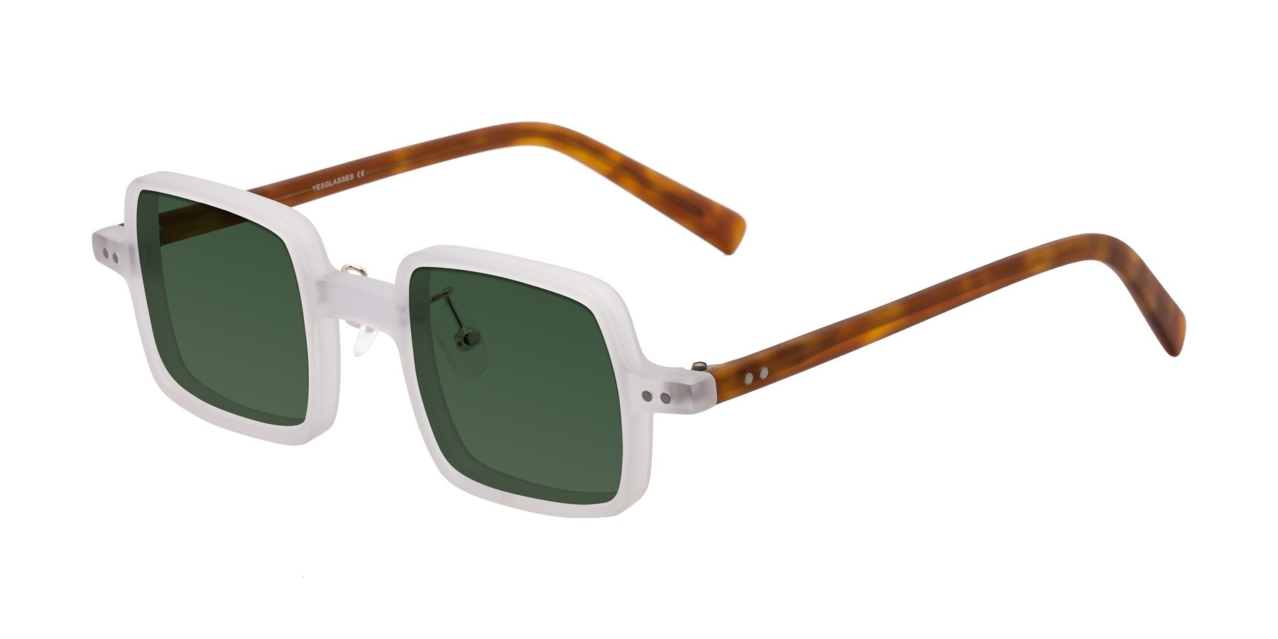 Angle of Nebula in Matte White with Green Tinted Lenses