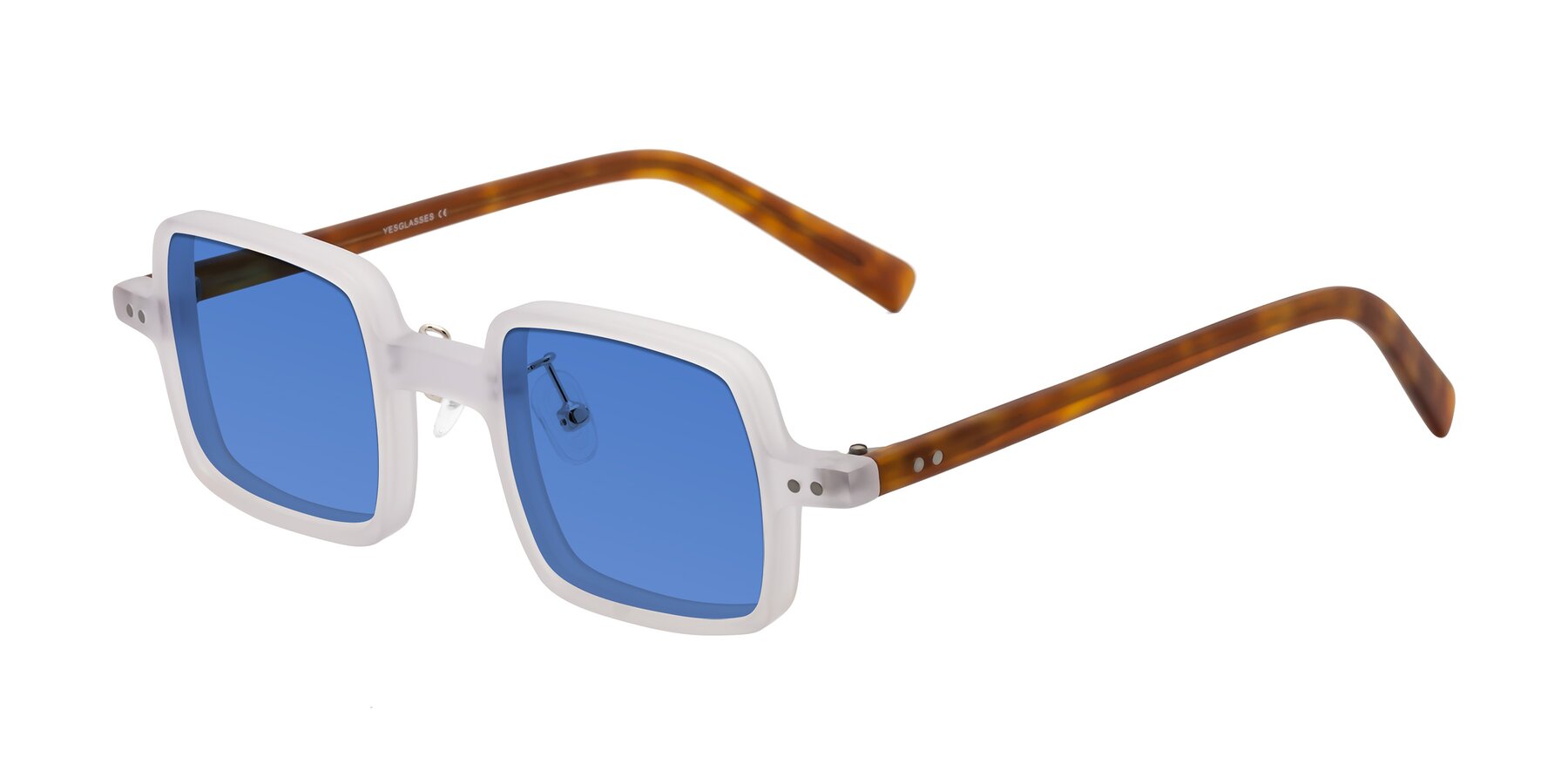 Angle of Nebula in Matte White with Blue Tinted Lenses