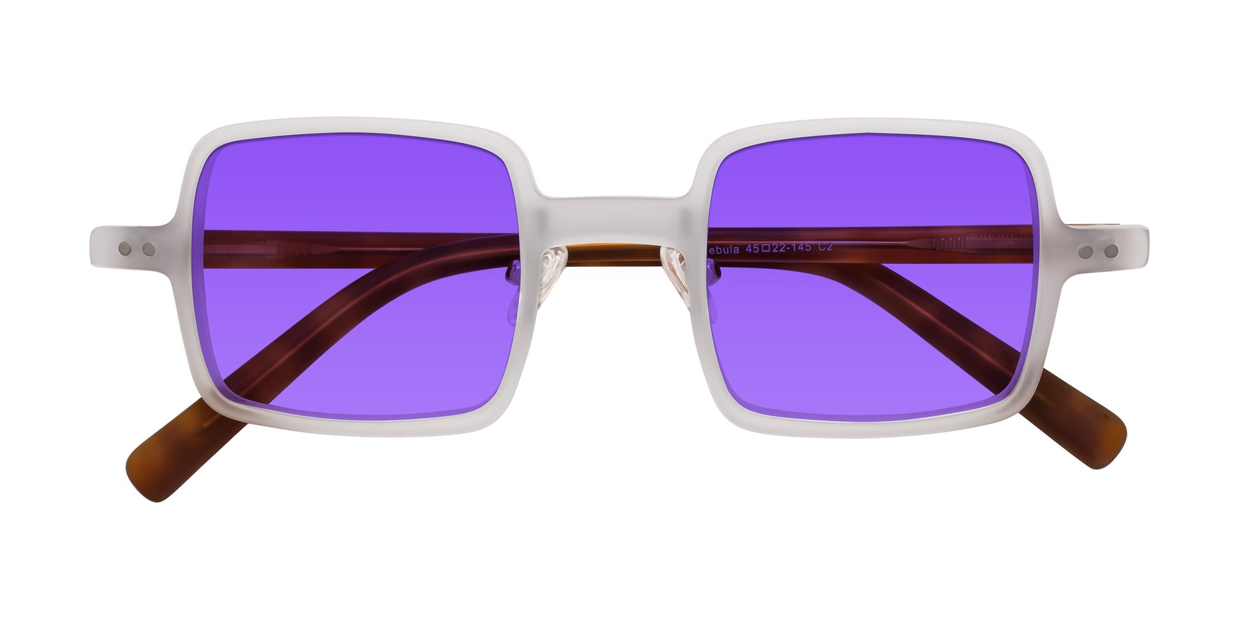 Folded Front of Nebula in Matte White with Purple Tinted Lenses