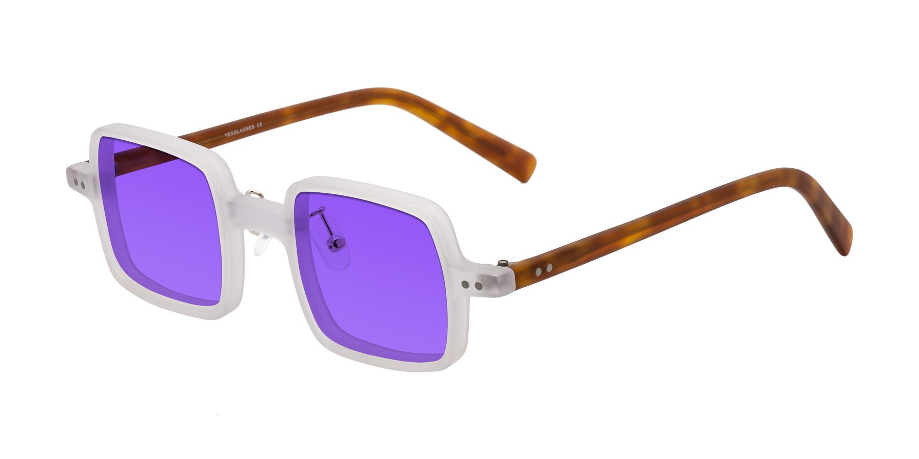 Angle of Nebula in Matte White with Purple Tinted Lenses