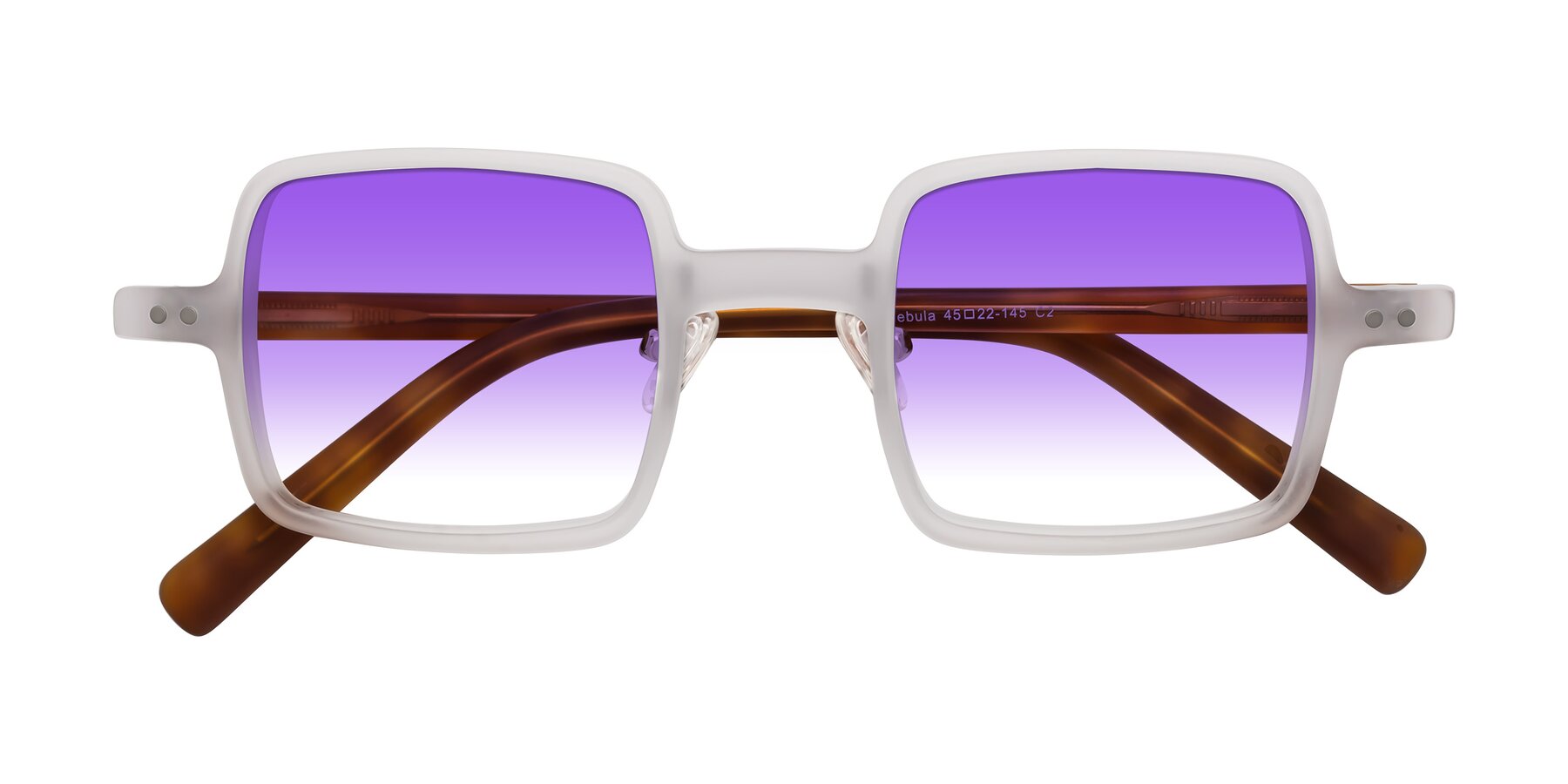 Folded Front of Nebula in Matte White with Purple Gradient Lenses