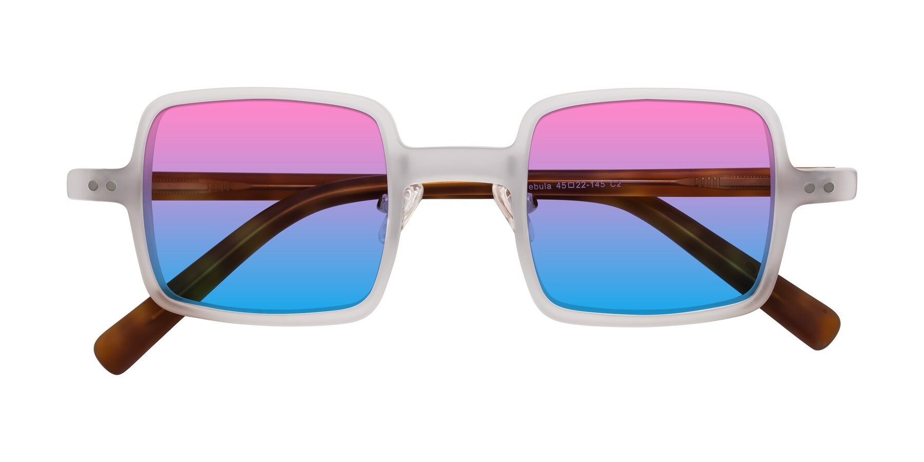 Folded Front of Nebula in Matte White with Pink / Blue Gradient Lenses