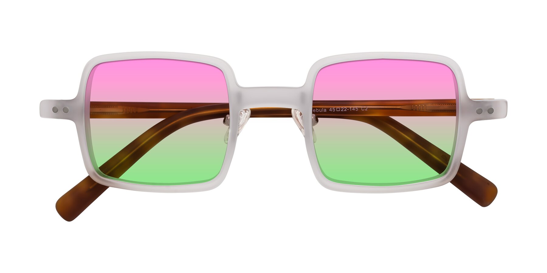 Folded Front of Nebula in Matte White with Pink / Green Gradient Lenses