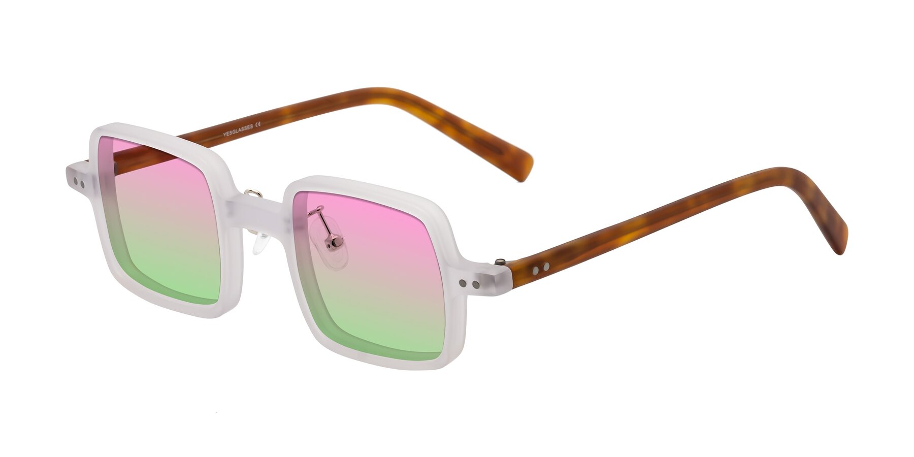 Angle of Nebula in Matte White with Pink / Green Gradient Lenses