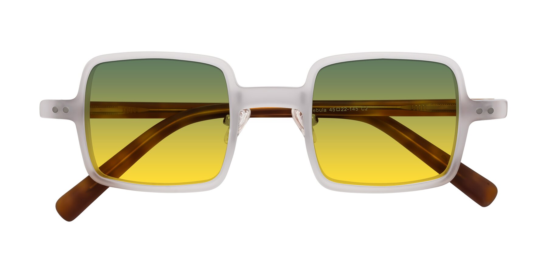 Folded Front of Nebula in Matte White with Green / Yellow Gradient Lenses