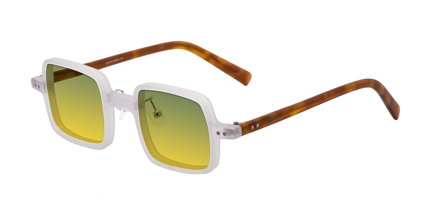 Angle of Nebula in Matte White with Green / Yellow Gradient Lenses