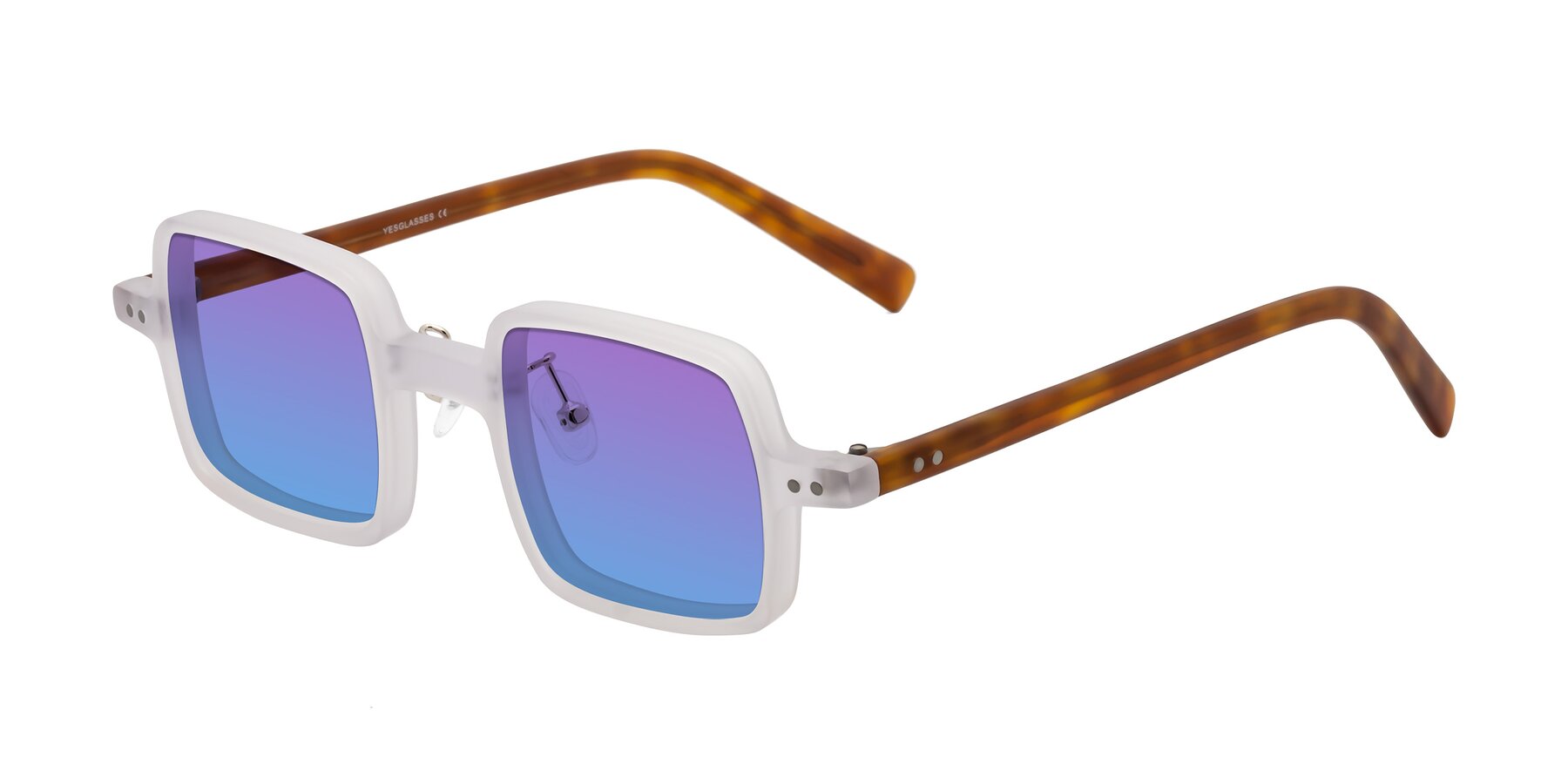 Angle of Nebula in Matte White with Purple / Blue Gradient Lenses