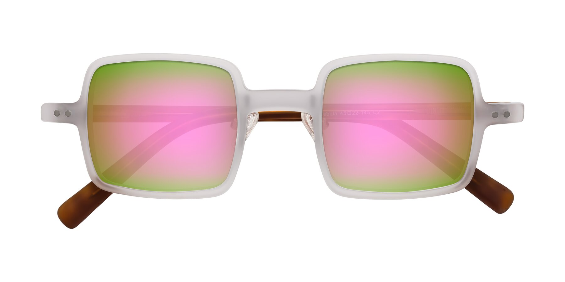 Folded Front of Nebula in Matte White with Pink Mirrored Lenses