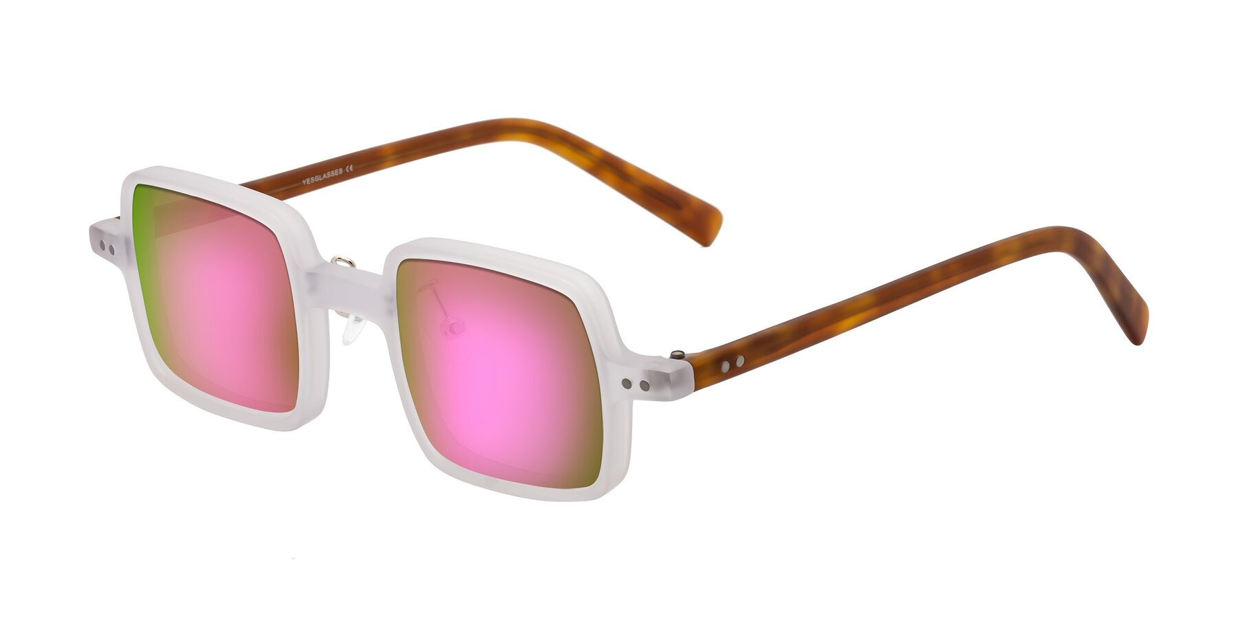 Angle of Nebula in Matte White with Pink Mirrored Lenses