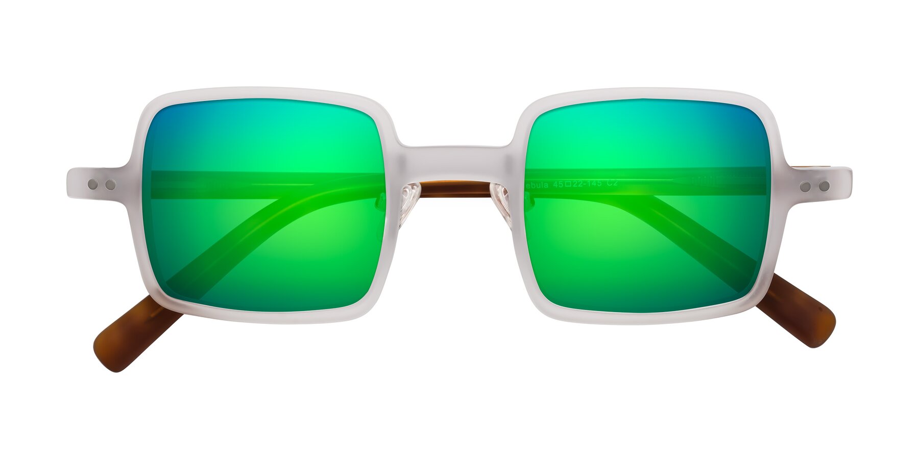 Folded Front of Nebula in Matte White with Green Mirrored Lenses