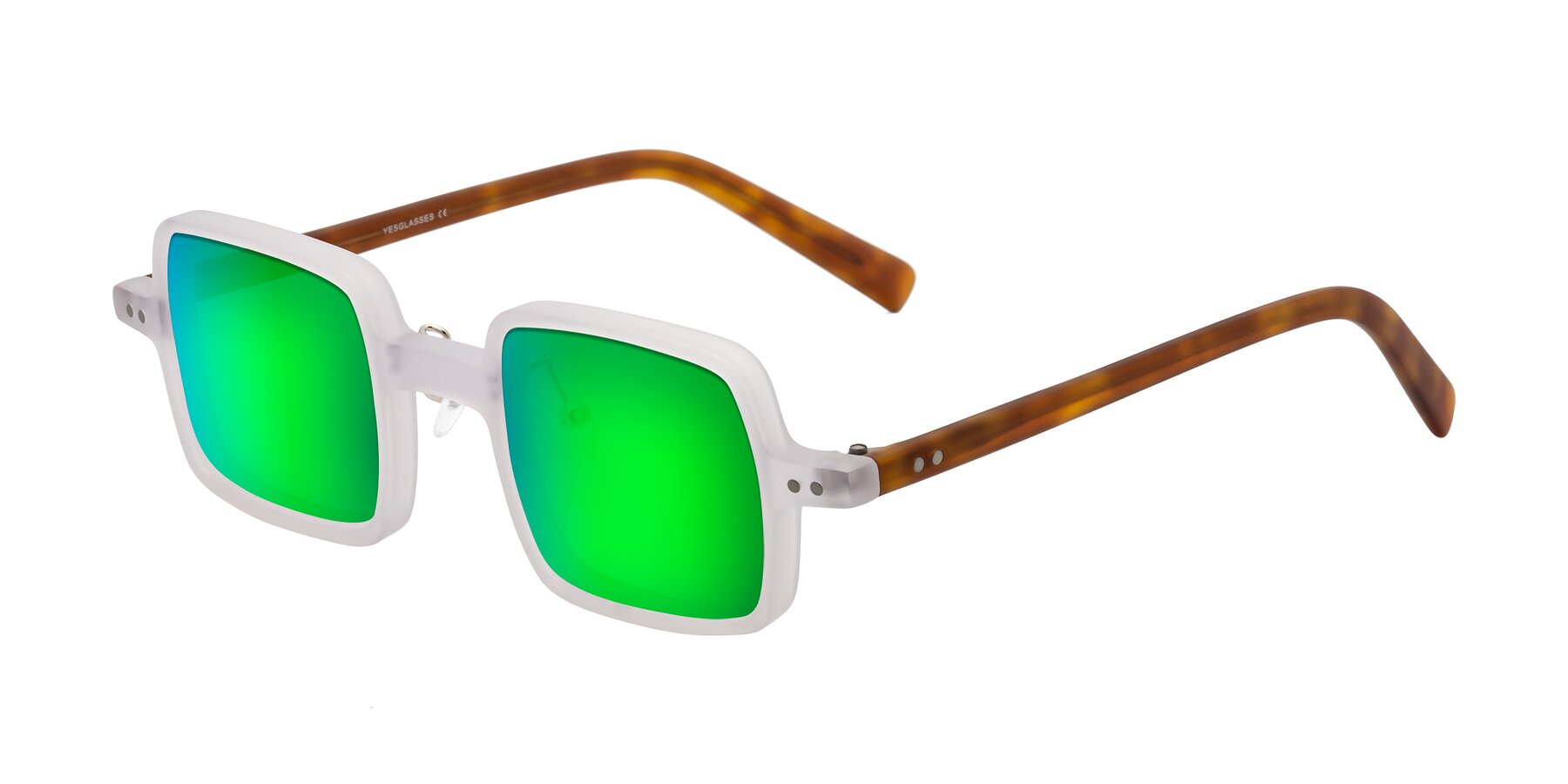 Angle of Nebula in Matte White with Green Mirrored Lenses