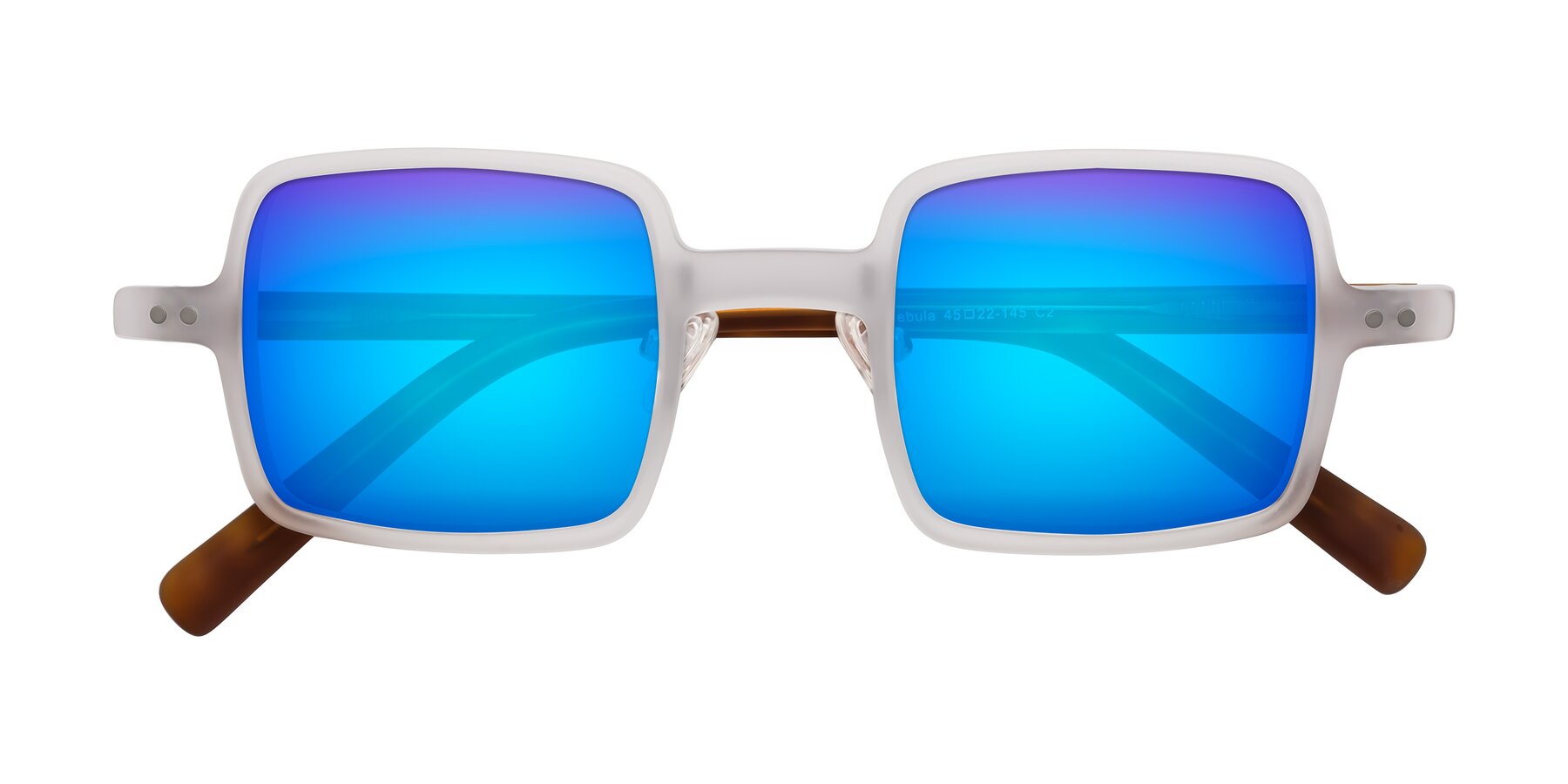 Folded Front of Nebula in Matte White with Blue Mirrored Lenses