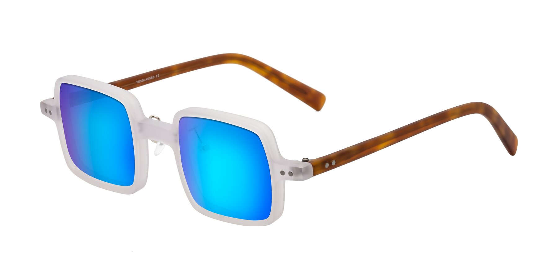 Angle of Nebula in Matte White with Blue Mirrored Lenses