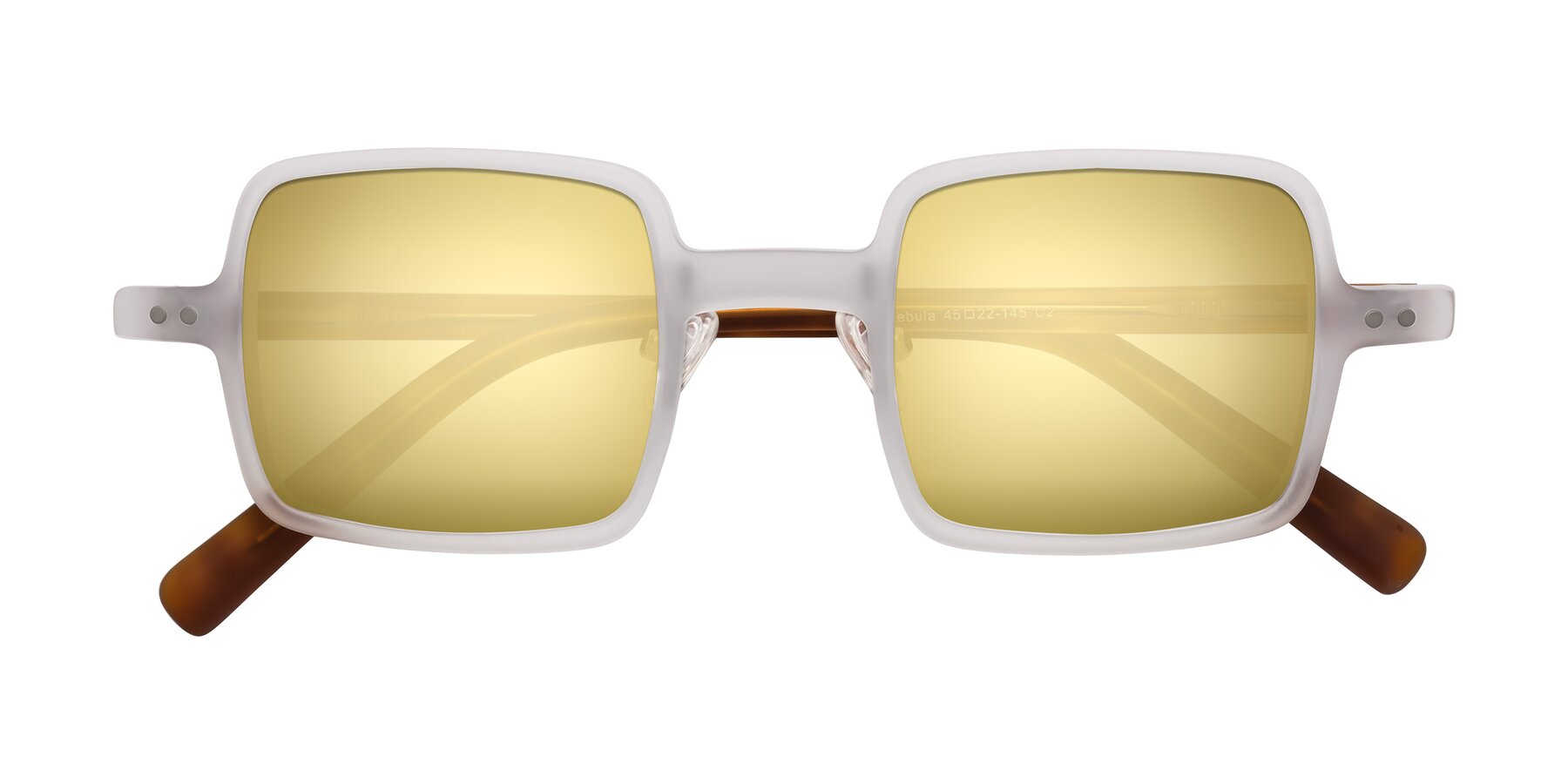 Folded Front of Nebula in Matte White with Gold Mirrored Lenses