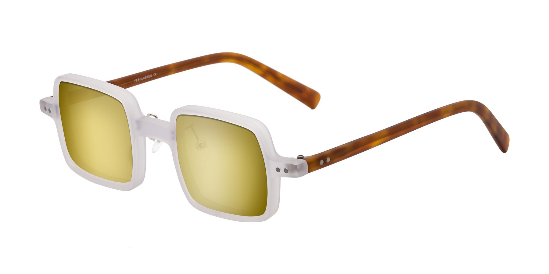 Angle of Nebula in Matte White with Gold Mirrored Lenses