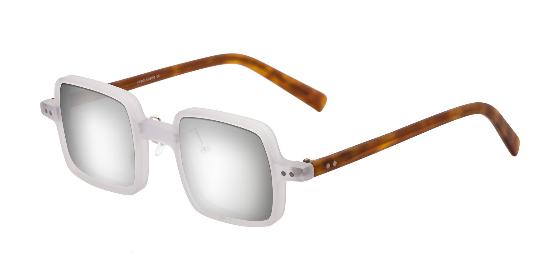 Angle of Nebula in Matte White with Silver Mirrored Lenses