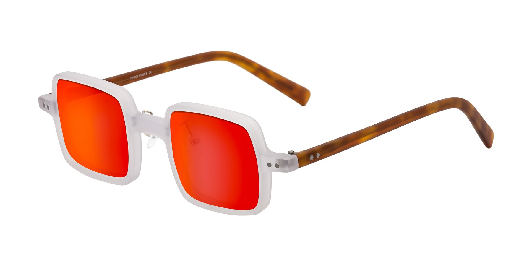 Angle of Nebula in Matte White with Red Gold Mirrored Lenses