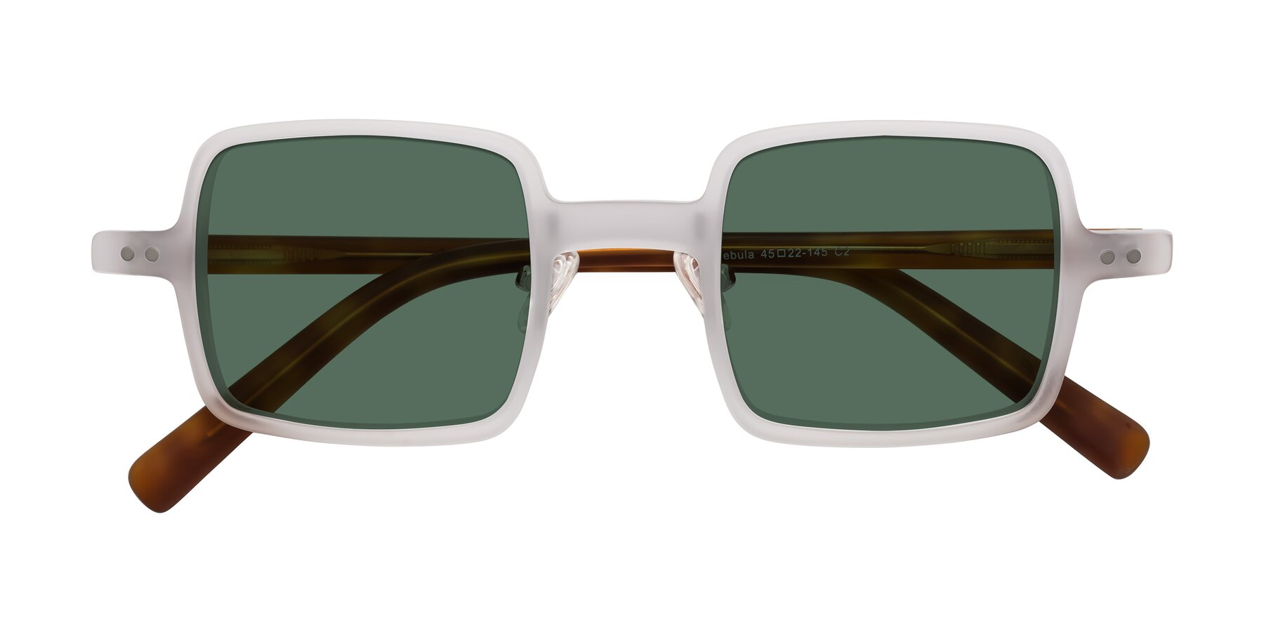 Folded Front of Nebula in Matte White with Green Polarized Lenses