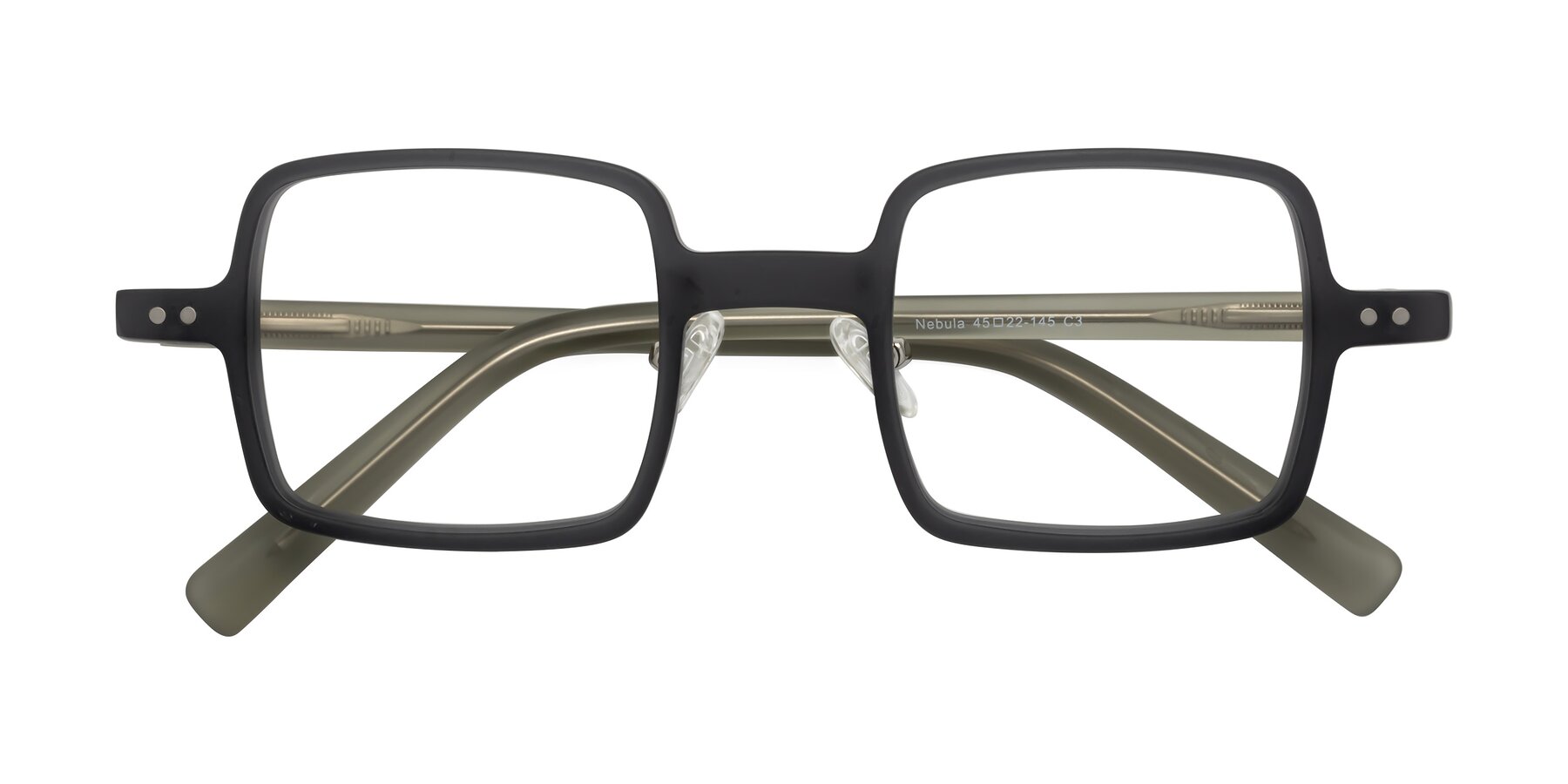 Folded Front of Nebula in Matte Gray with Clear Eyeglass Lenses