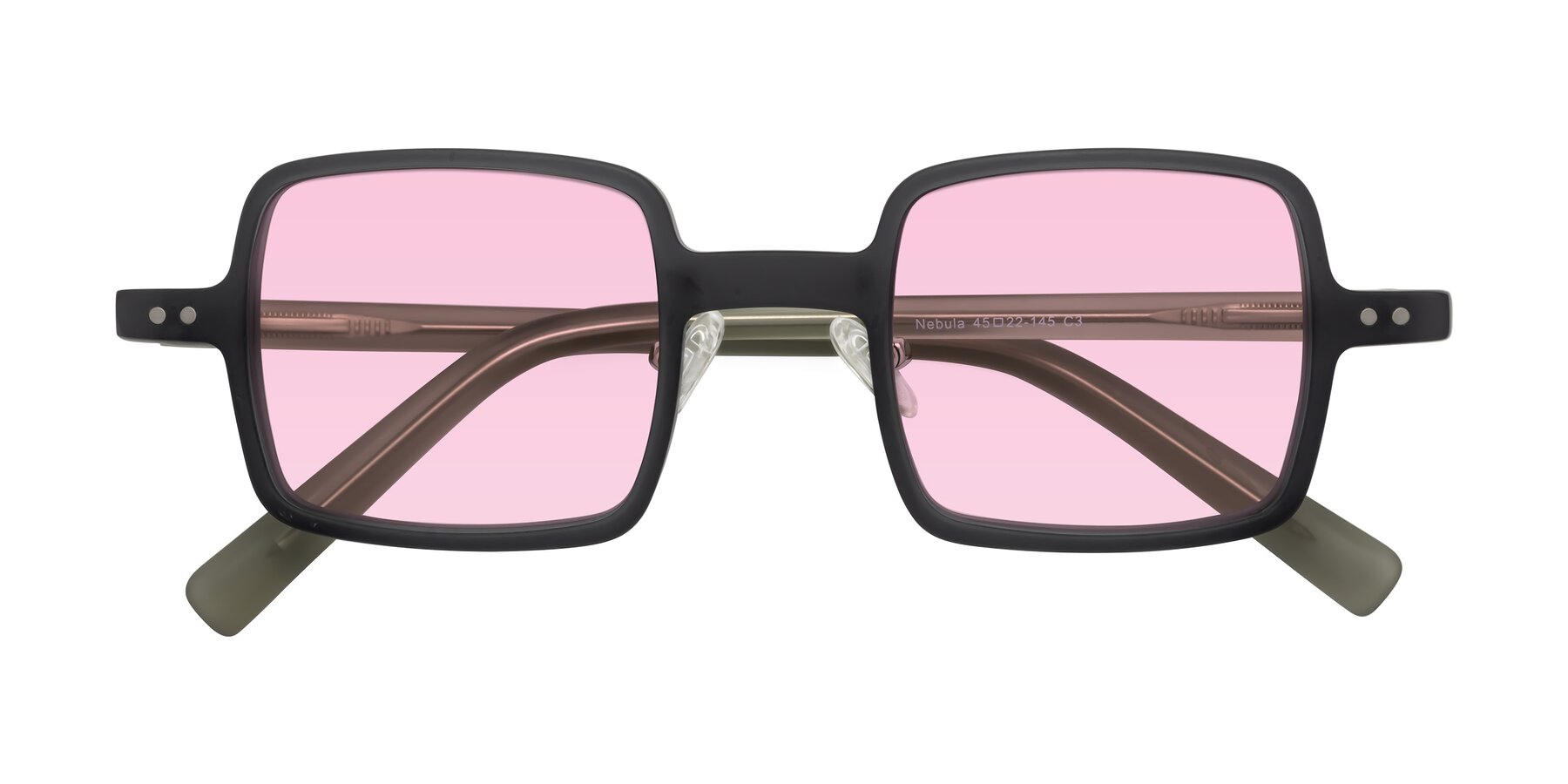 Folded Front of Nebula in Matte Gray with Light Pink Tinted Lenses