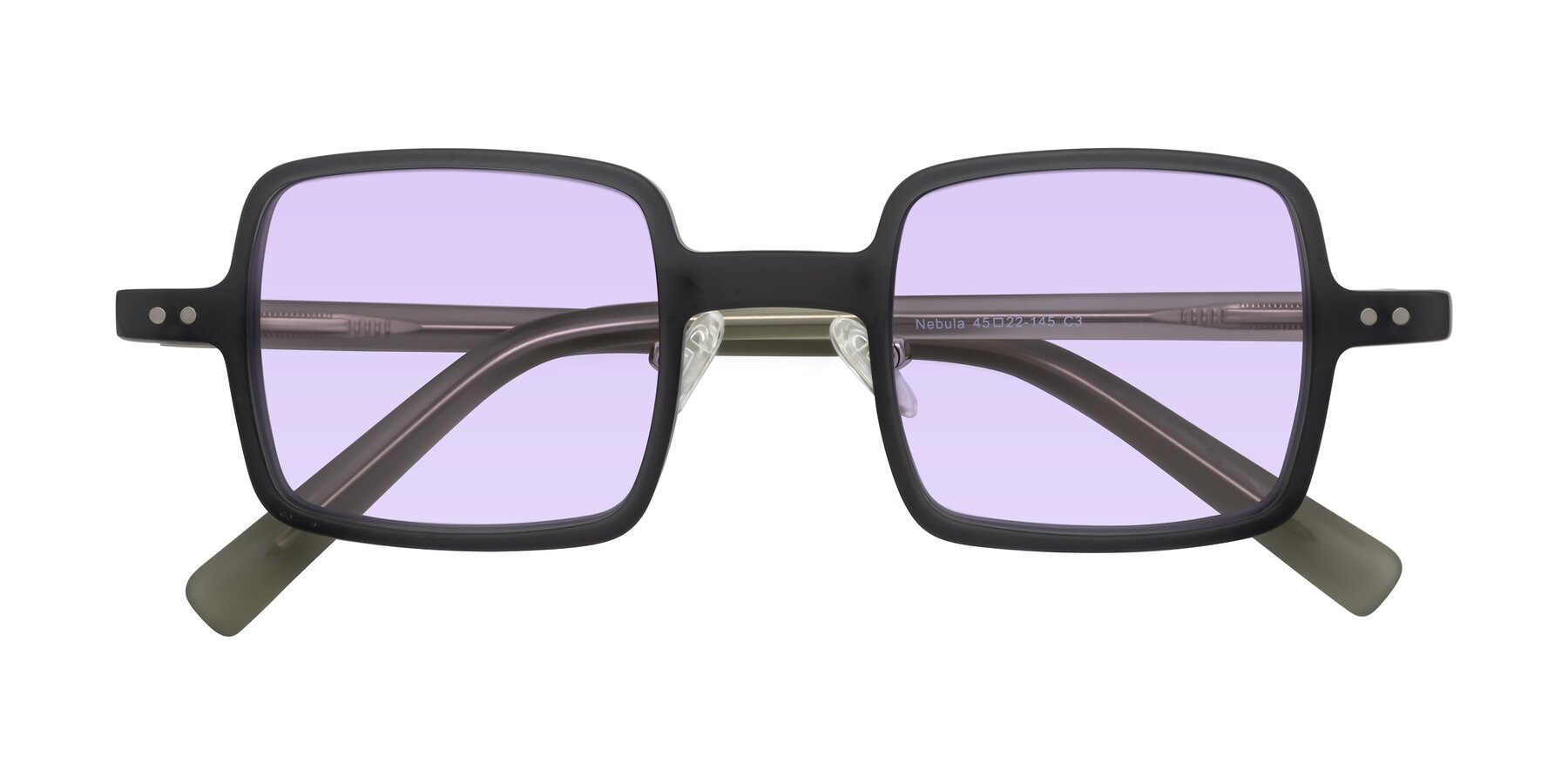 Folded Front of Nebula in Matte Gray with Light Purple Tinted Lenses