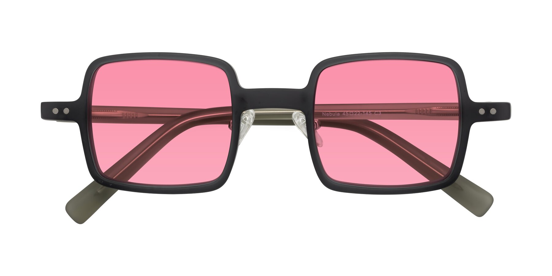 Folded Front of Nebula in Matte Gray with Pink Tinted Lenses