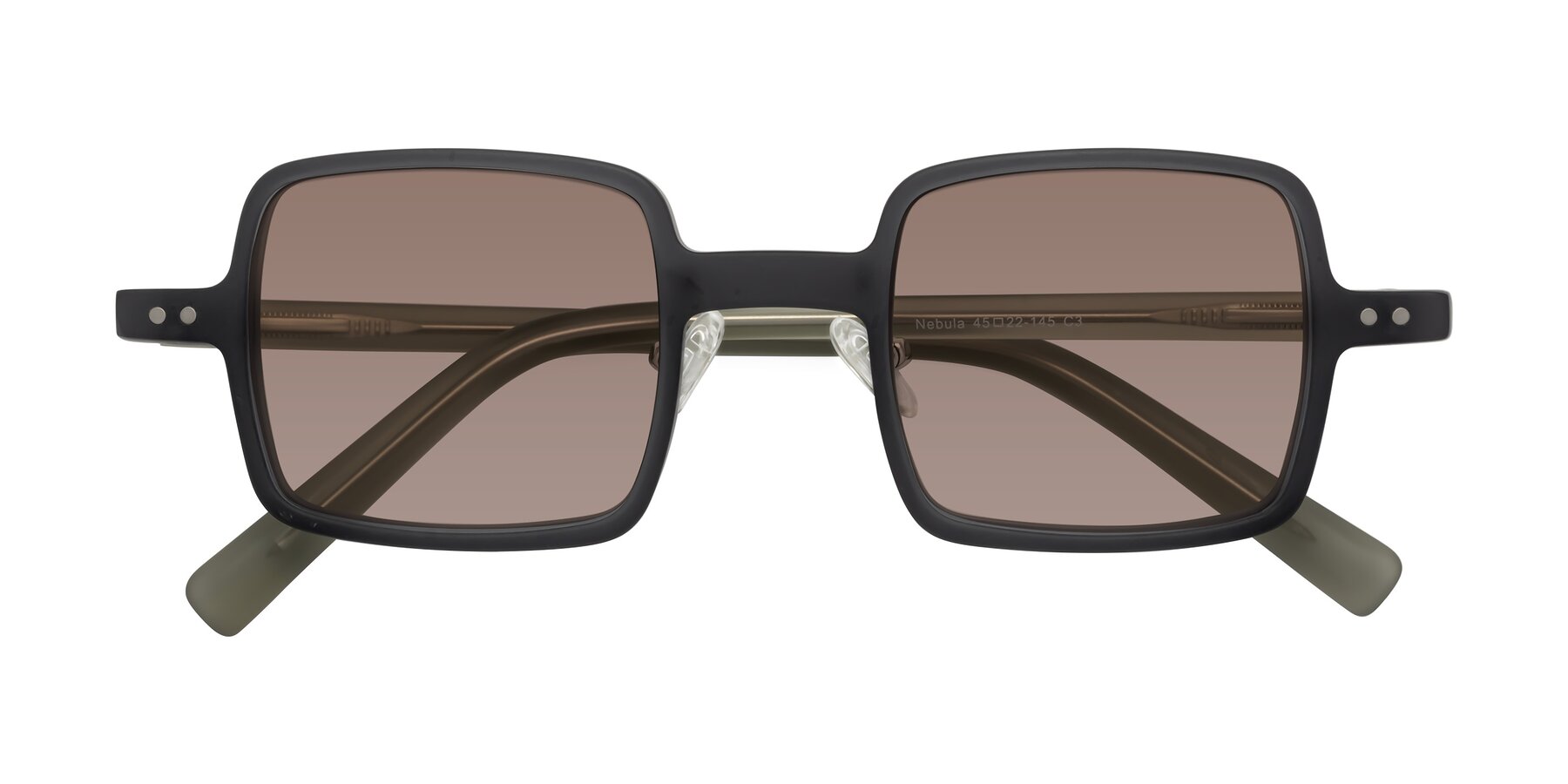 Folded Front of Nebula in Matte Gray with Medium Brown Tinted Lenses