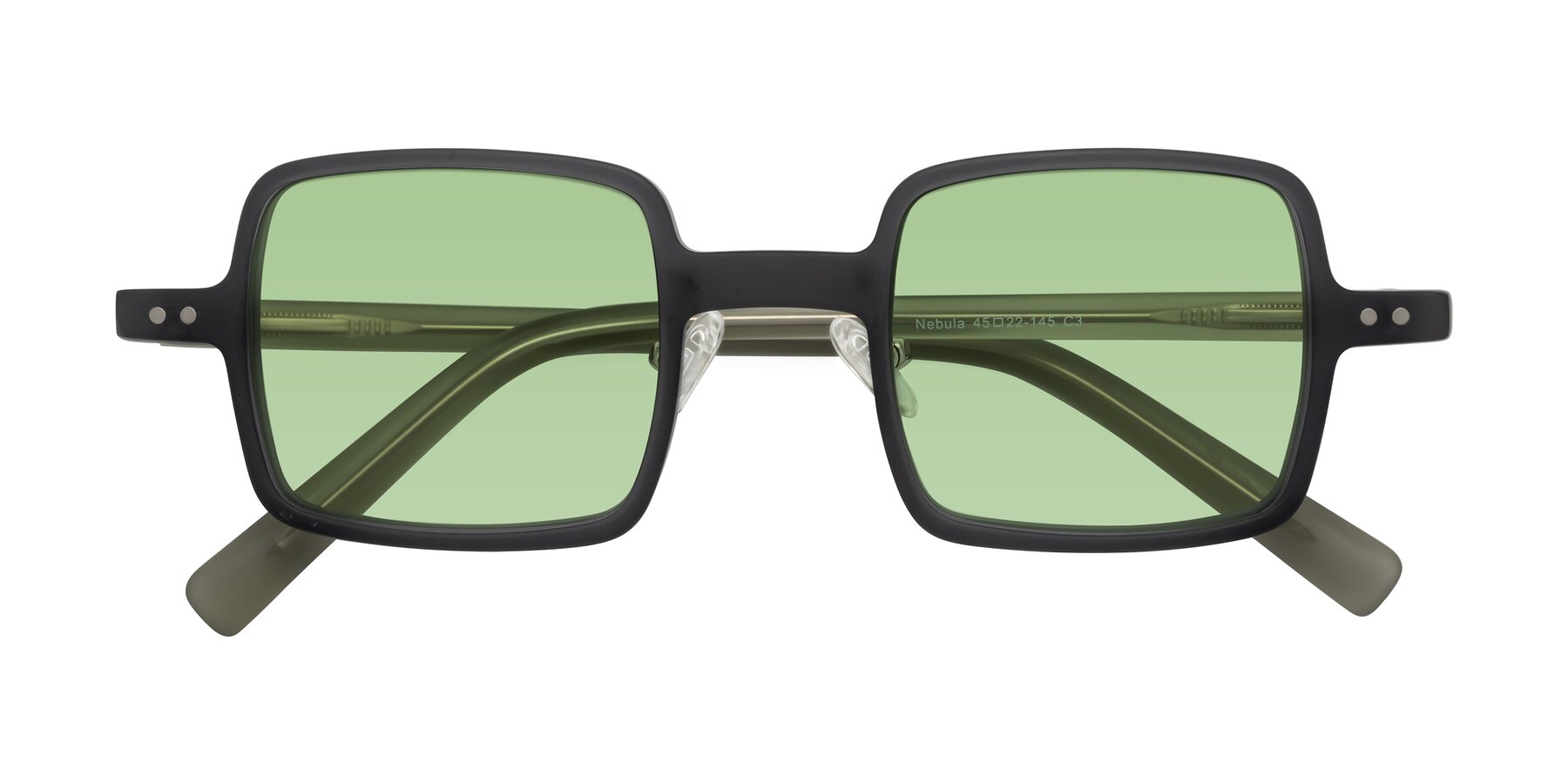 Folded Front of Nebula in Matte Gray with Medium Green Tinted Lenses