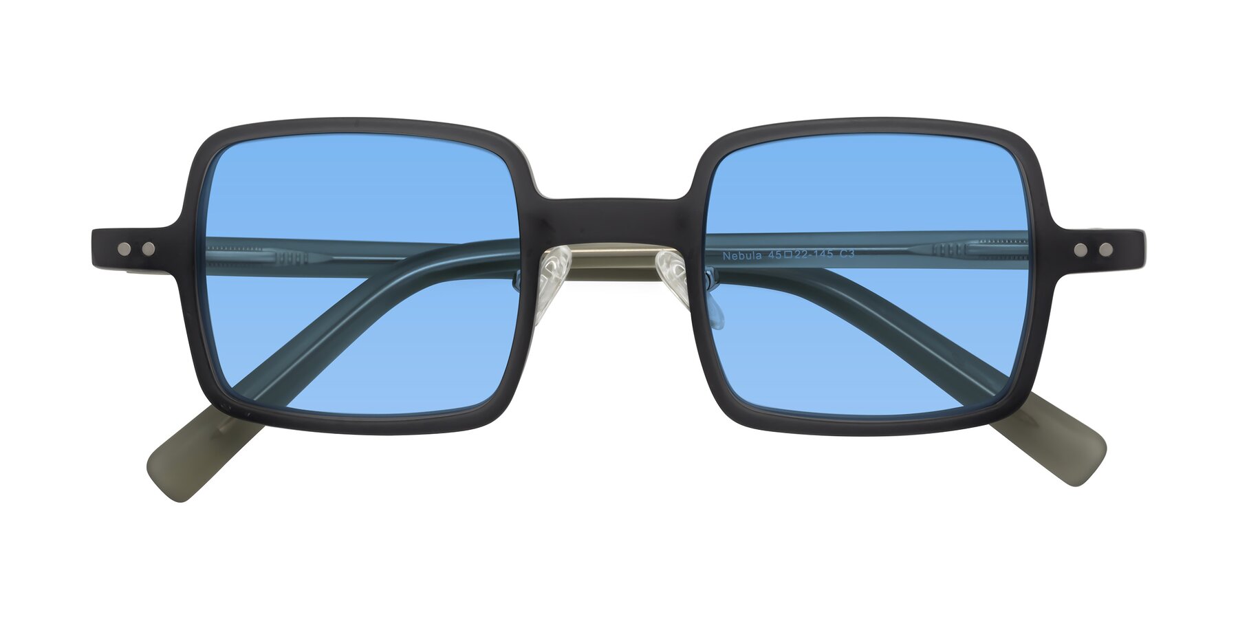 Folded Front of Nebula in Matte Gray with Medium Blue Tinted Lenses