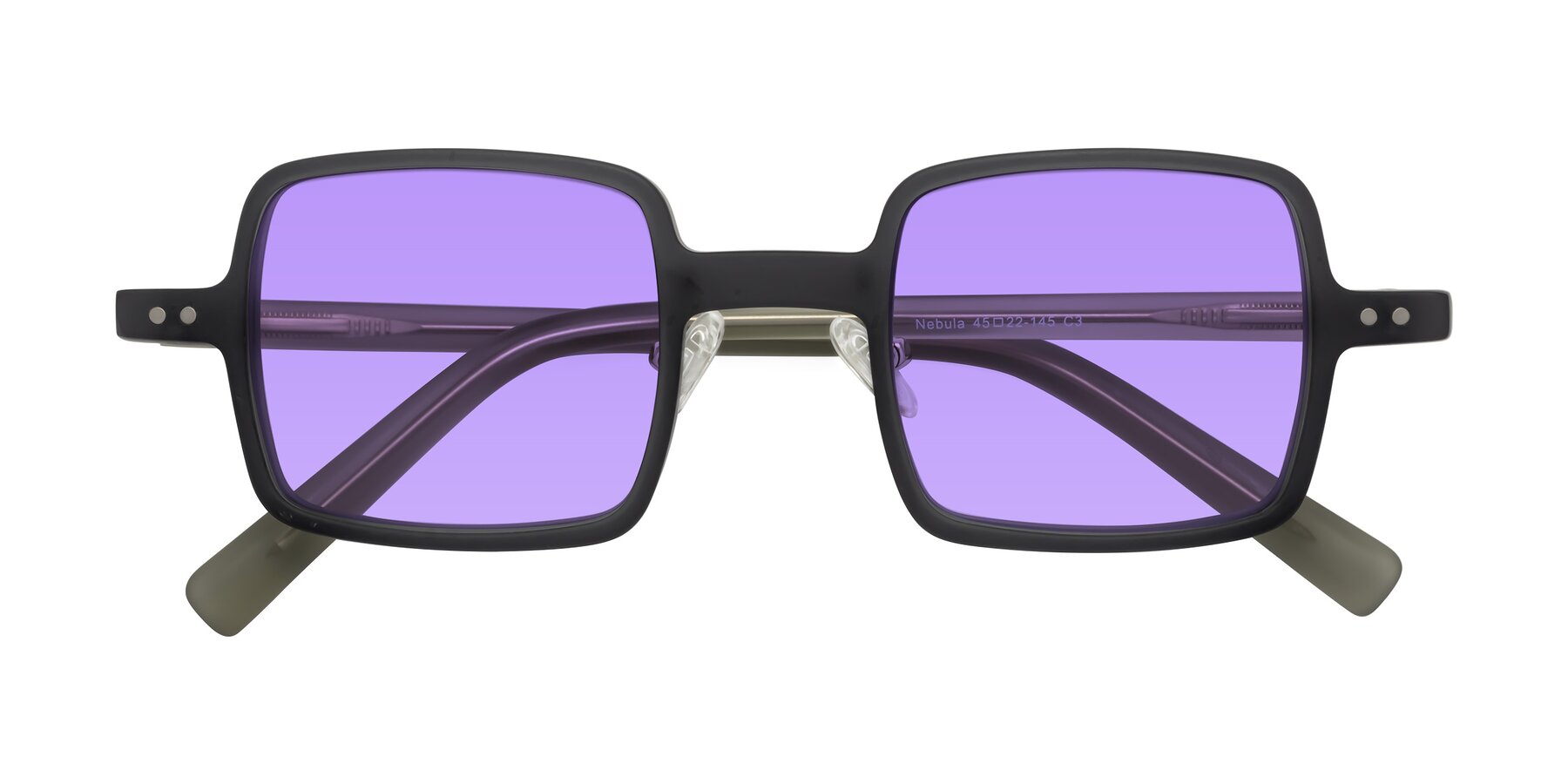 Folded Front of Nebula in Matte Gray with Medium Purple Tinted Lenses