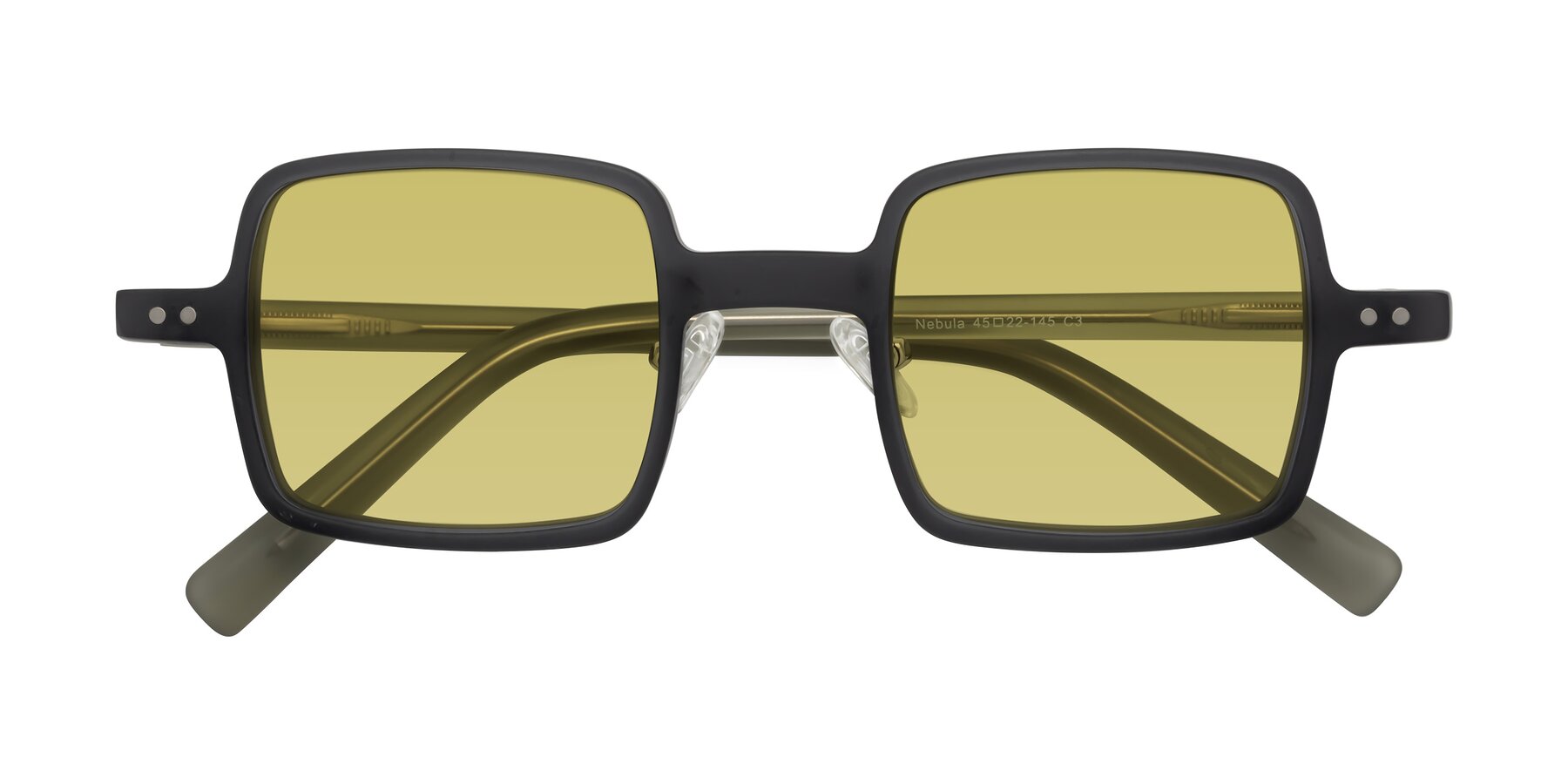 Folded Front of Nebula in Matte Gray with Medium Champagne Tinted Lenses