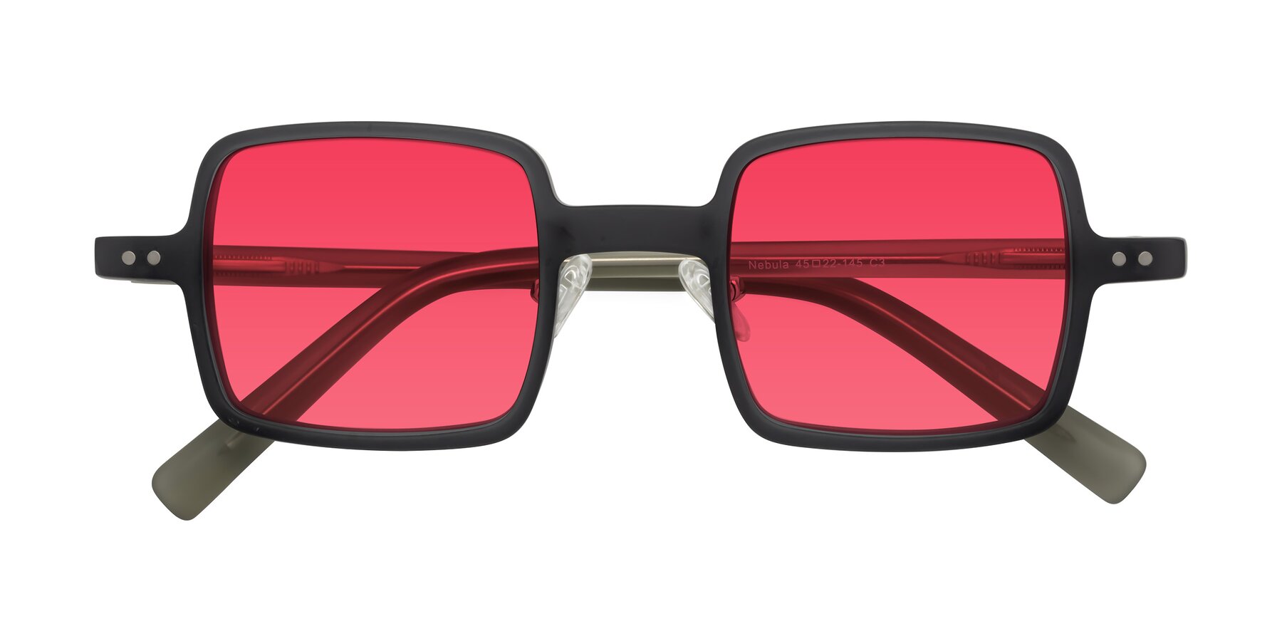 Folded Front of Nebula in Matte Gray with Red Tinted Lenses