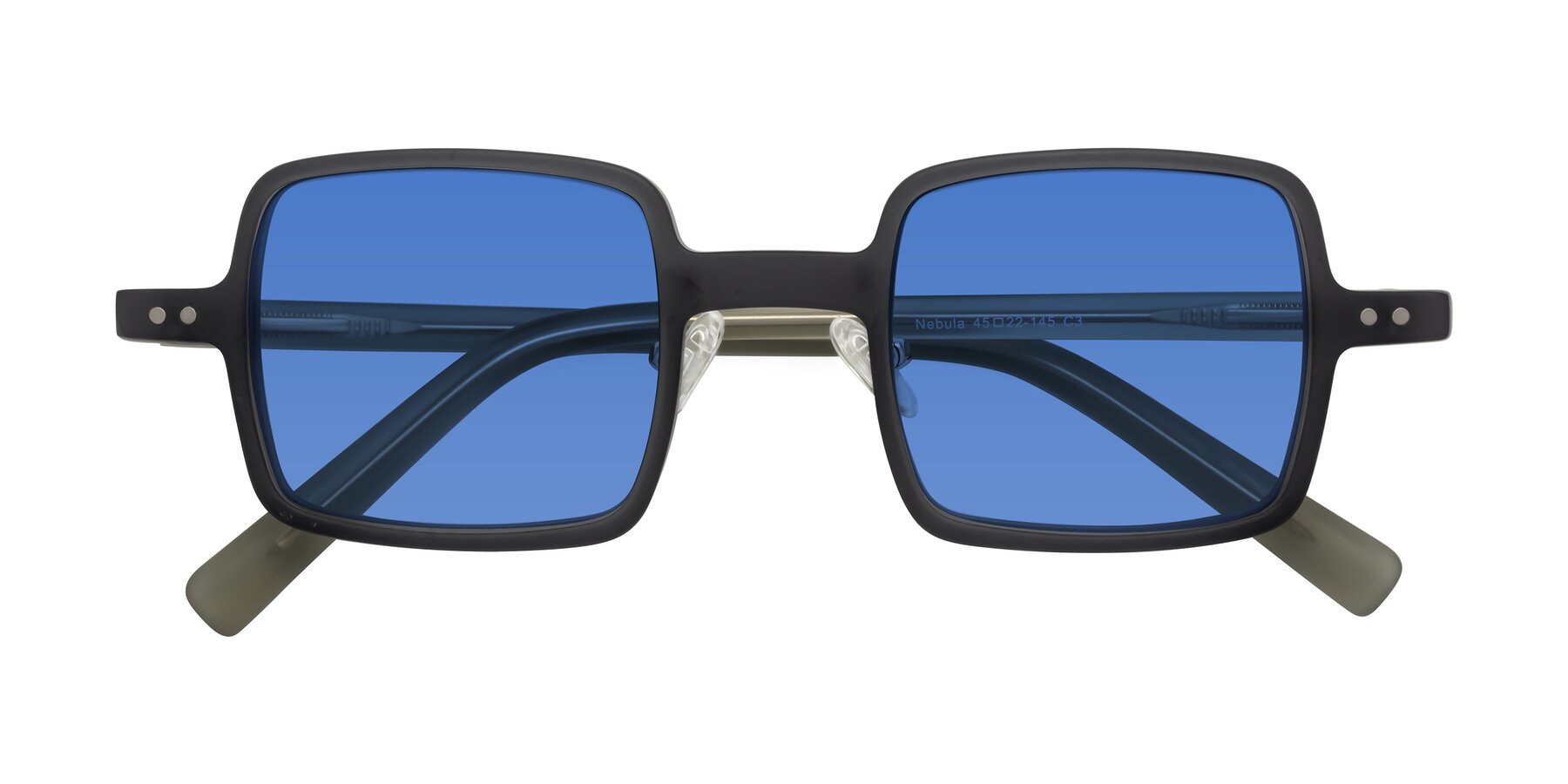 Folded Front of Nebula in Matte Gray with Blue Tinted Lenses