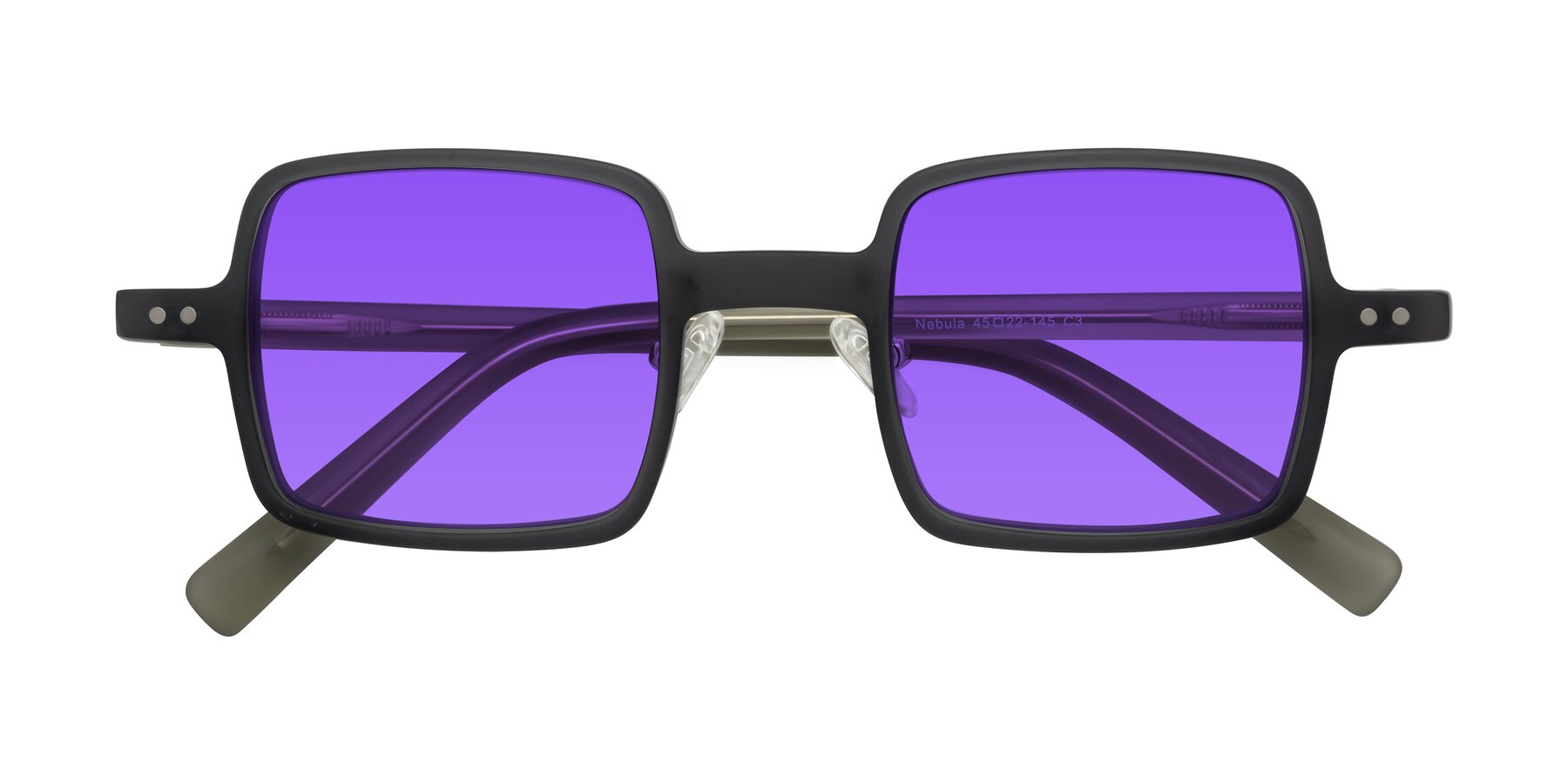 Folded Front of Nebula in Matte Gray with Purple Tinted Lenses