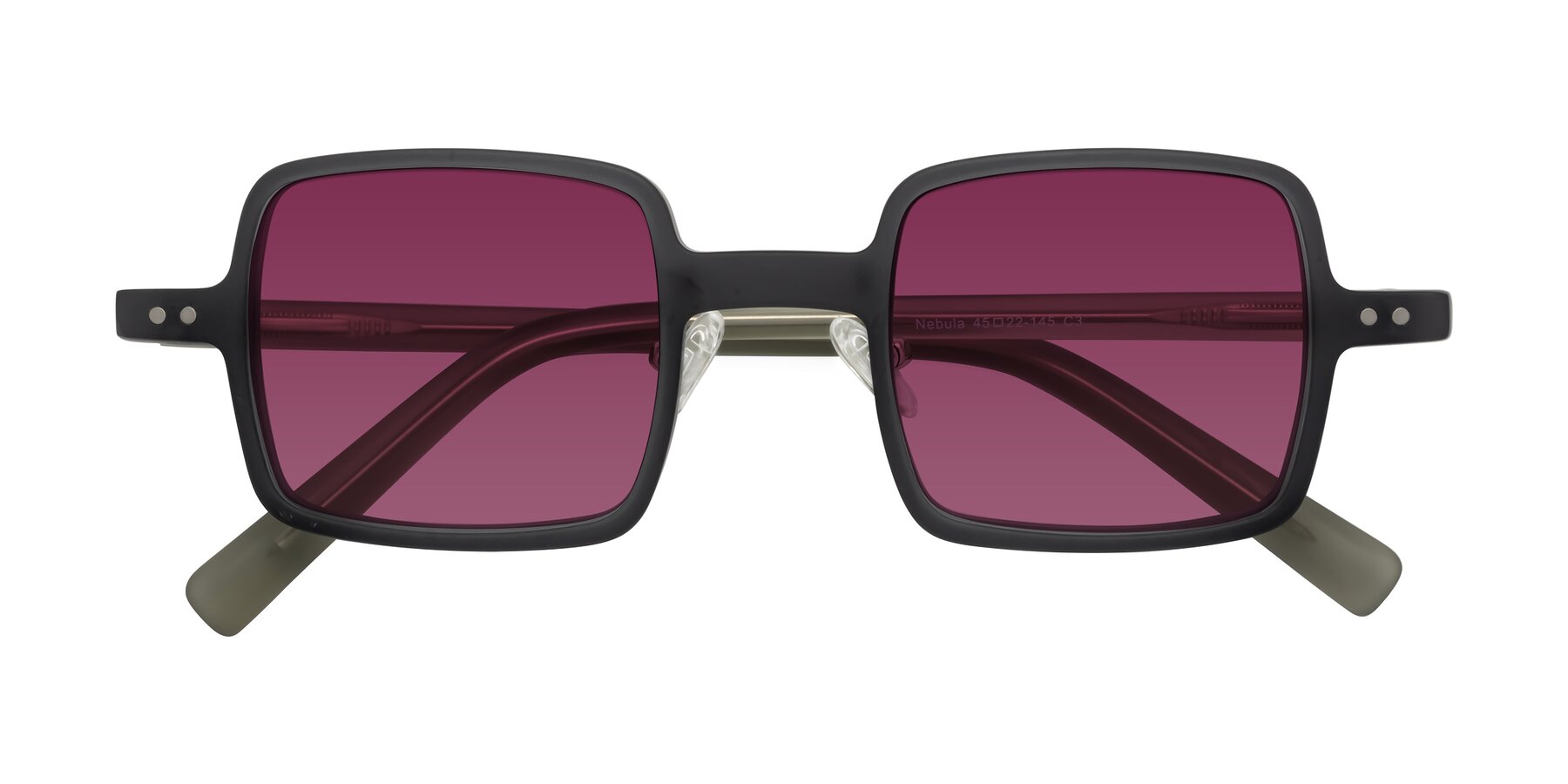 Folded Front of Nebula in Matte Gray with Wine Tinted Lenses