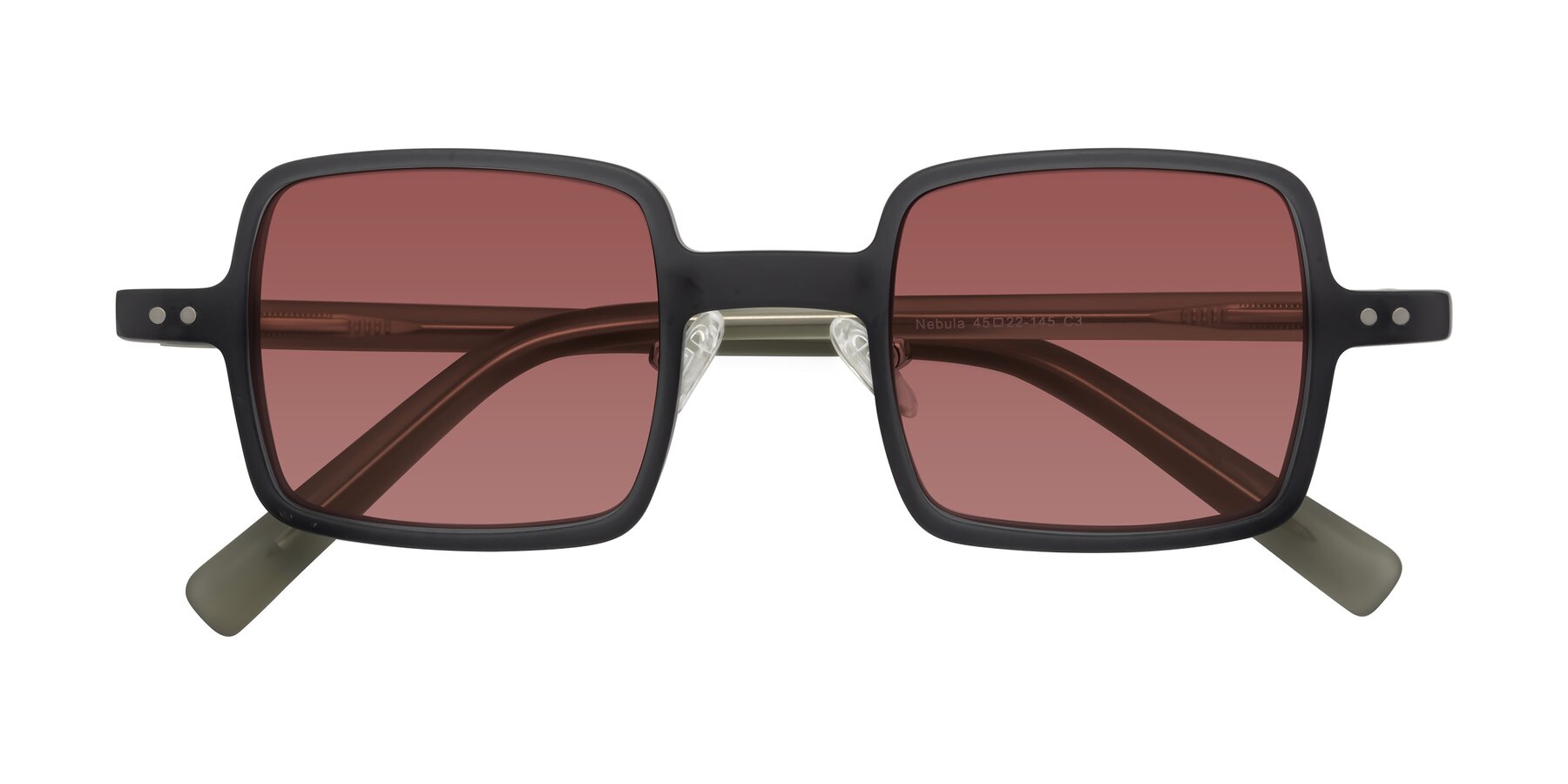 Folded Front of Nebula in Matte Gray with Garnet Tinted Lenses