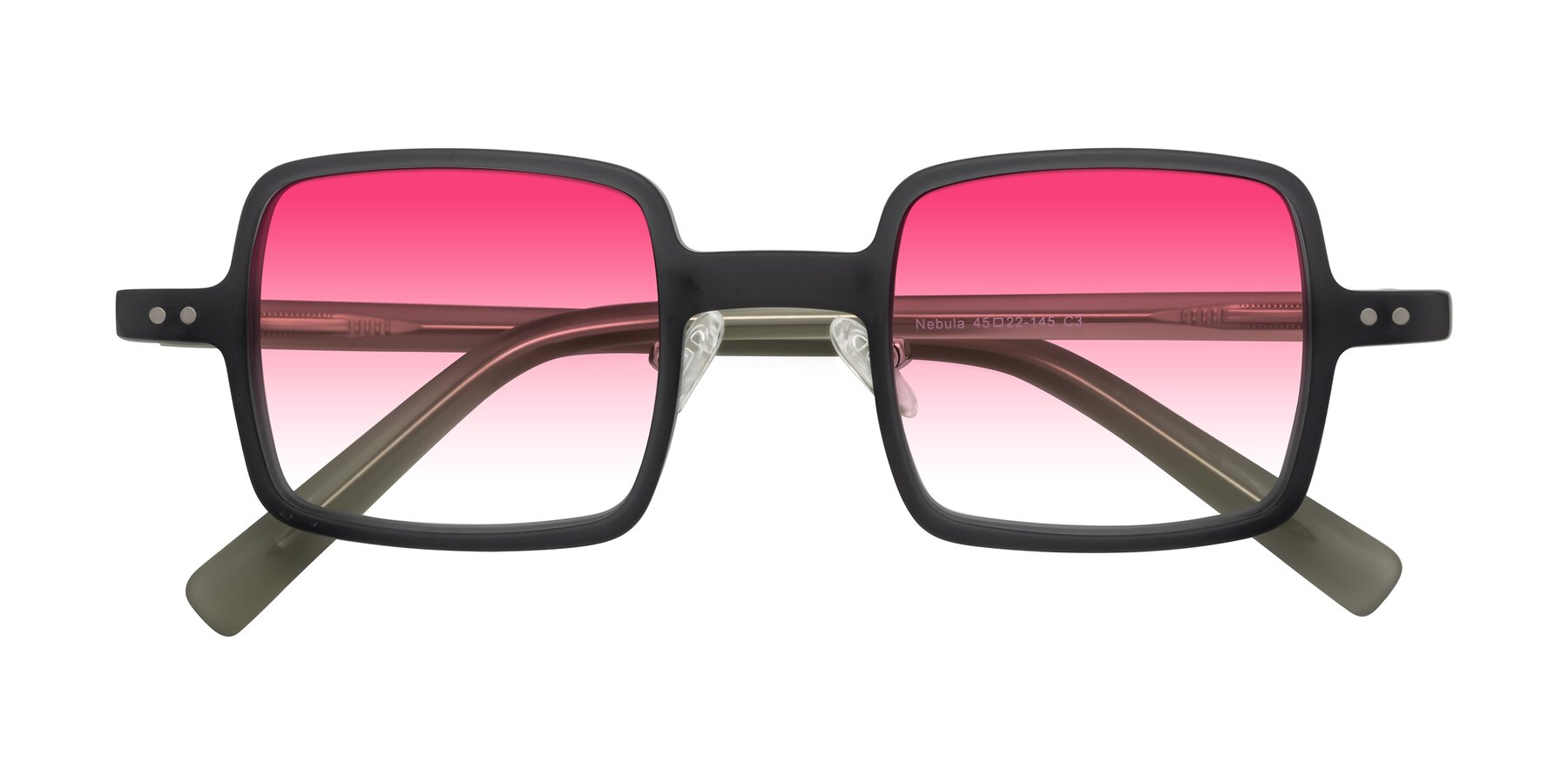 Folded Front of Nebula in Matte Gray with Pink Gradient Lenses