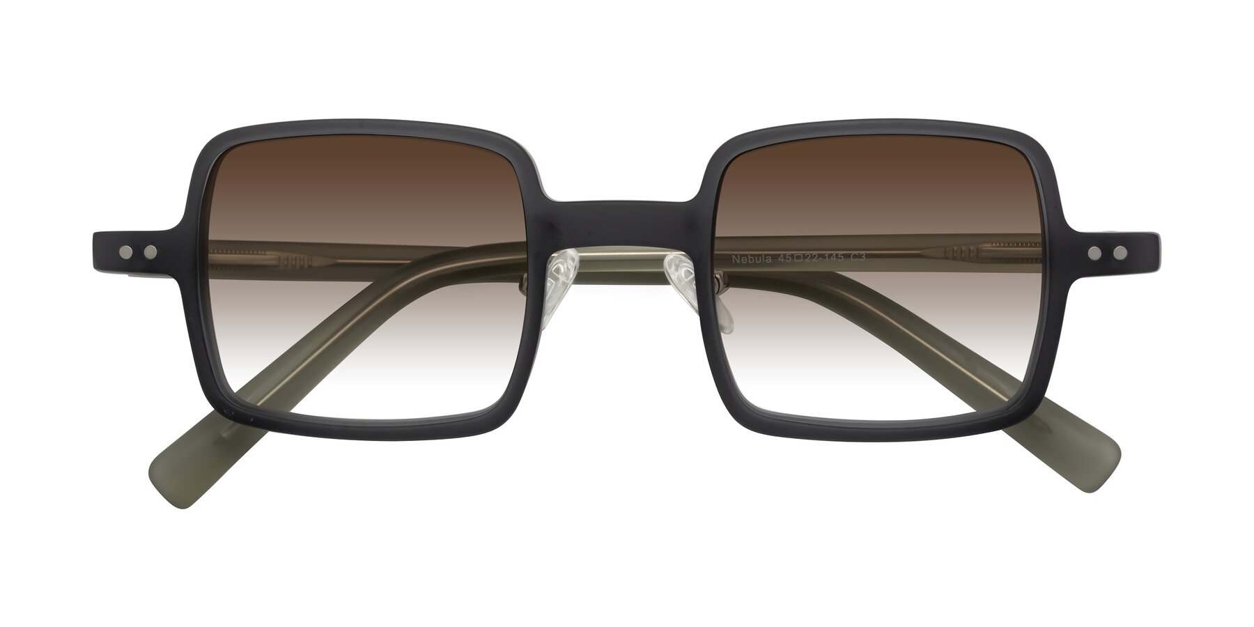 Folded Front of Nebula in Matte Gray with Brown Gradient Lenses