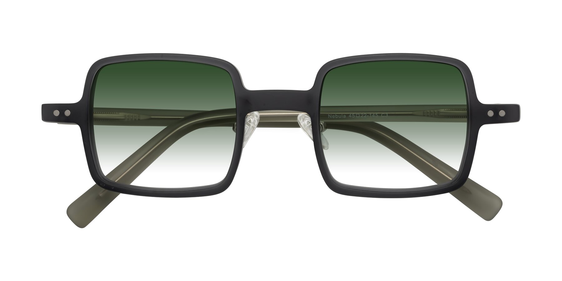 Folded Front of Nebula in Matte Gray with Green Gradient Lenses