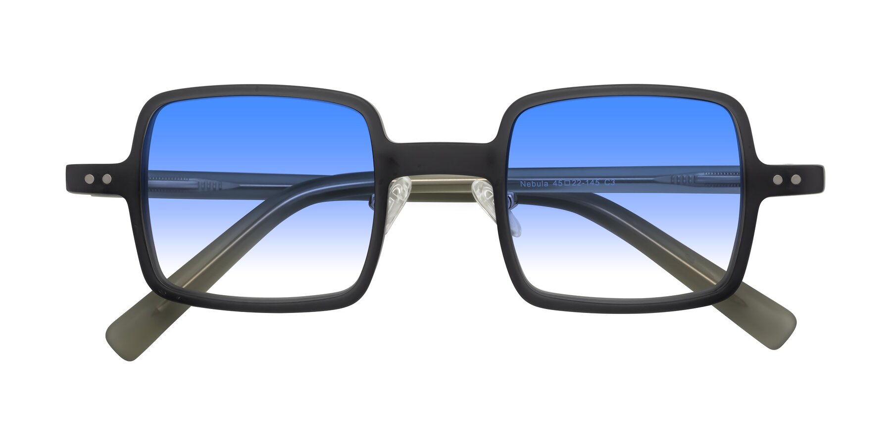 Folded Front of Nebula in Matte Gray with Blue Gradient Lenses