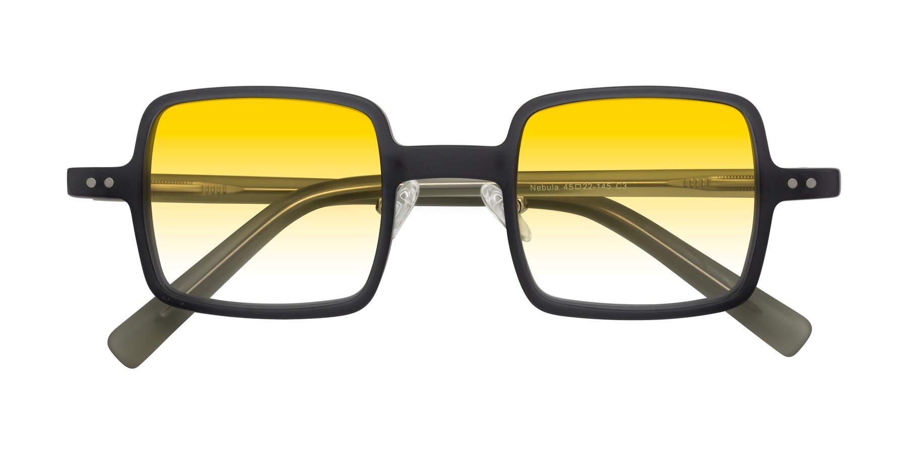 Folded Front of Nebula in Matte Gray with Yellow Gradient Lenses